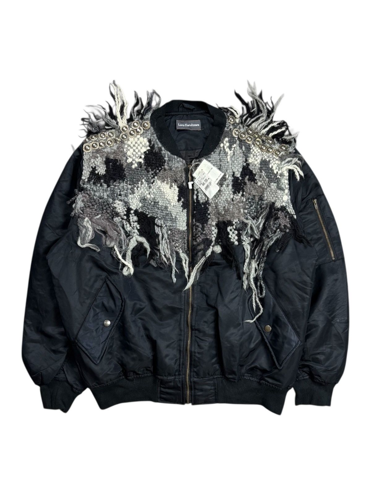 Japanese Brand FW/01 Archive Lucy Karuizawa Knitted Patchwork Bomber Jacket Size US L / EU 52-54 / 3 - 1 Thumbnail
