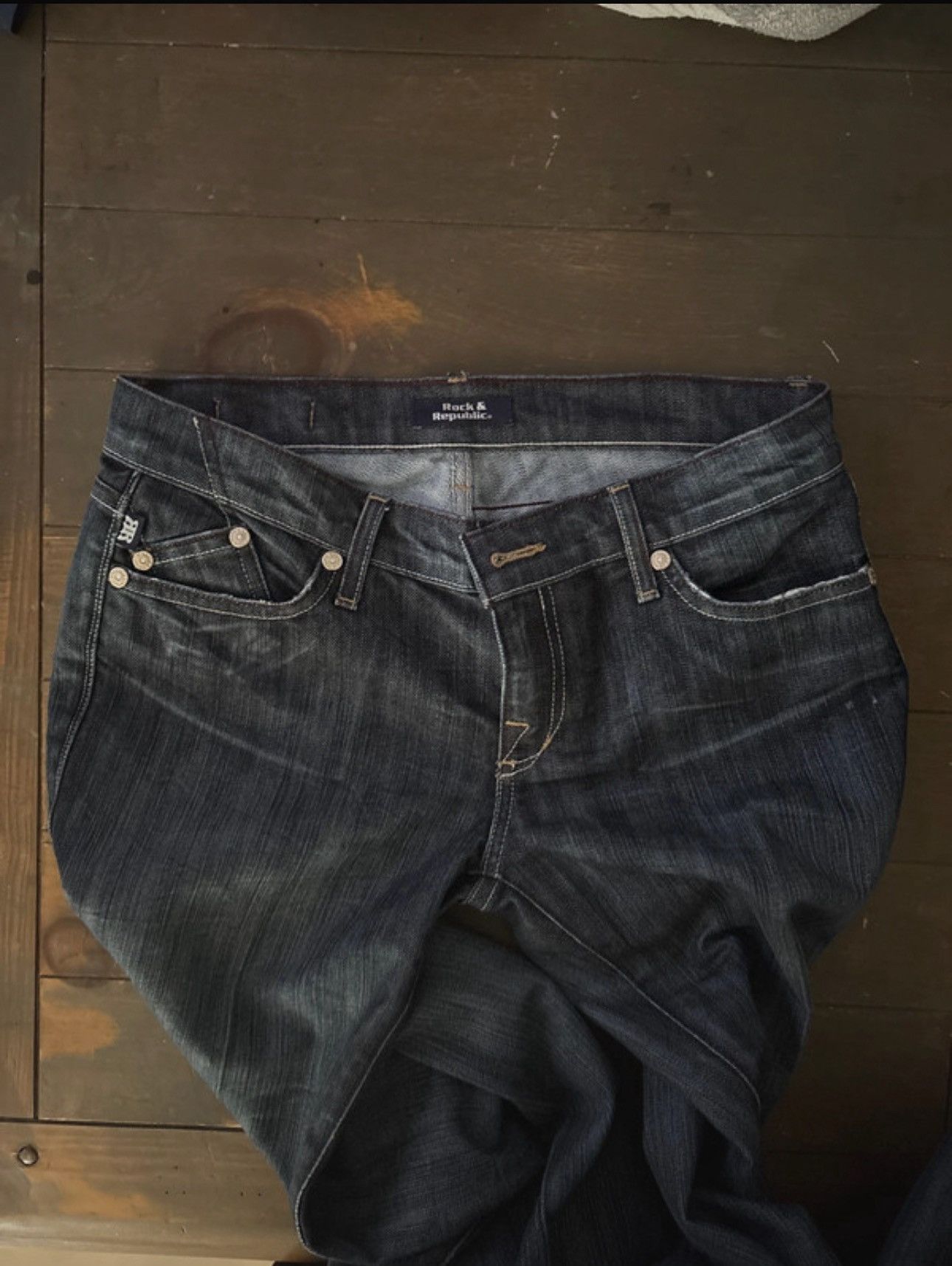 Vintage y2k Rock & Republic Bootcut Jeans ,Embroidered Pockets Size 27" / US 4 / IT 40 - 2 Thumbnail