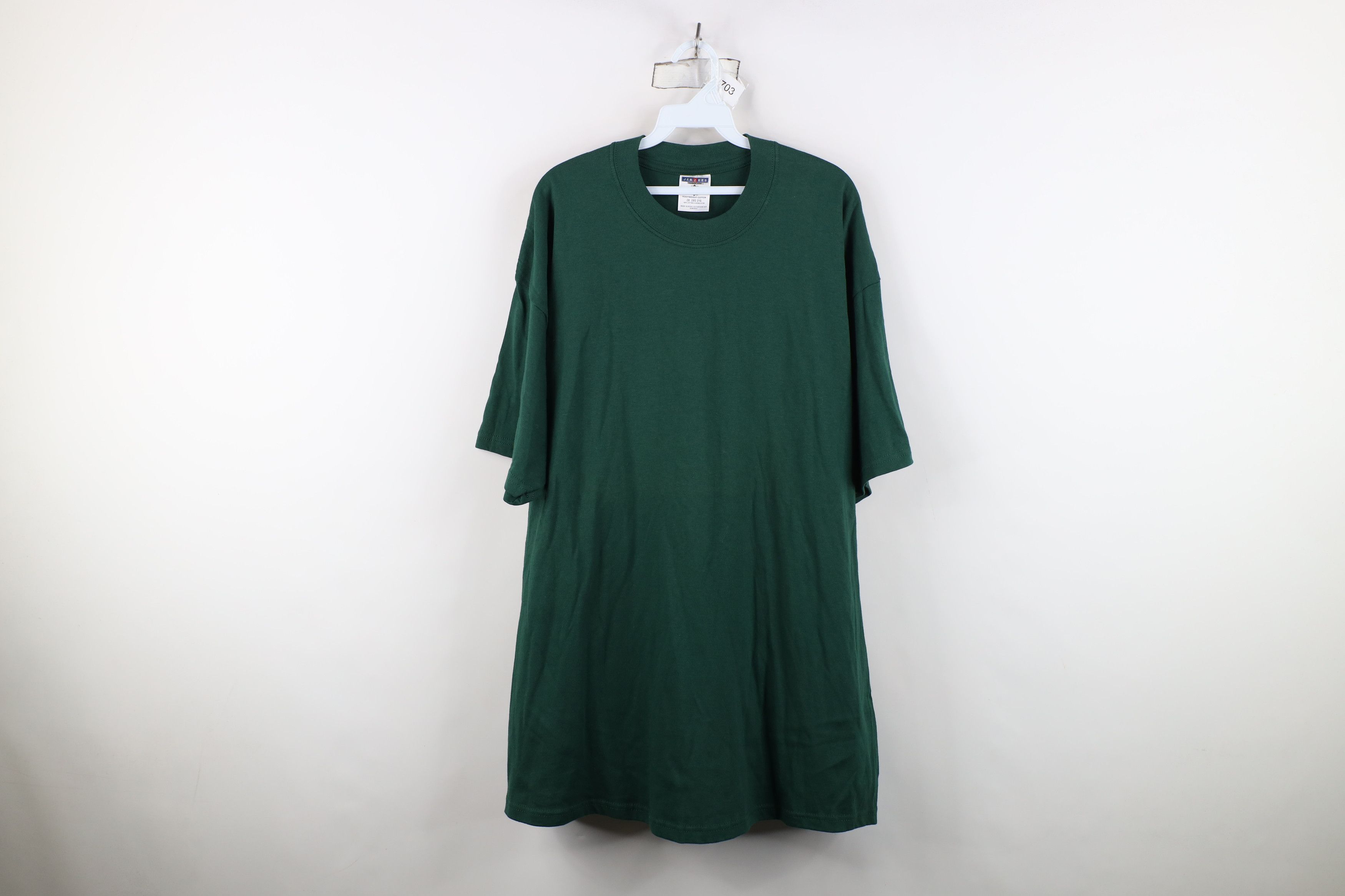 Vintage Vintage 90s Y2K Streetwear Heavyweight Cotton T-Shirt Green Size US XXL / EU 58 / 5 - 1 Thumbnail