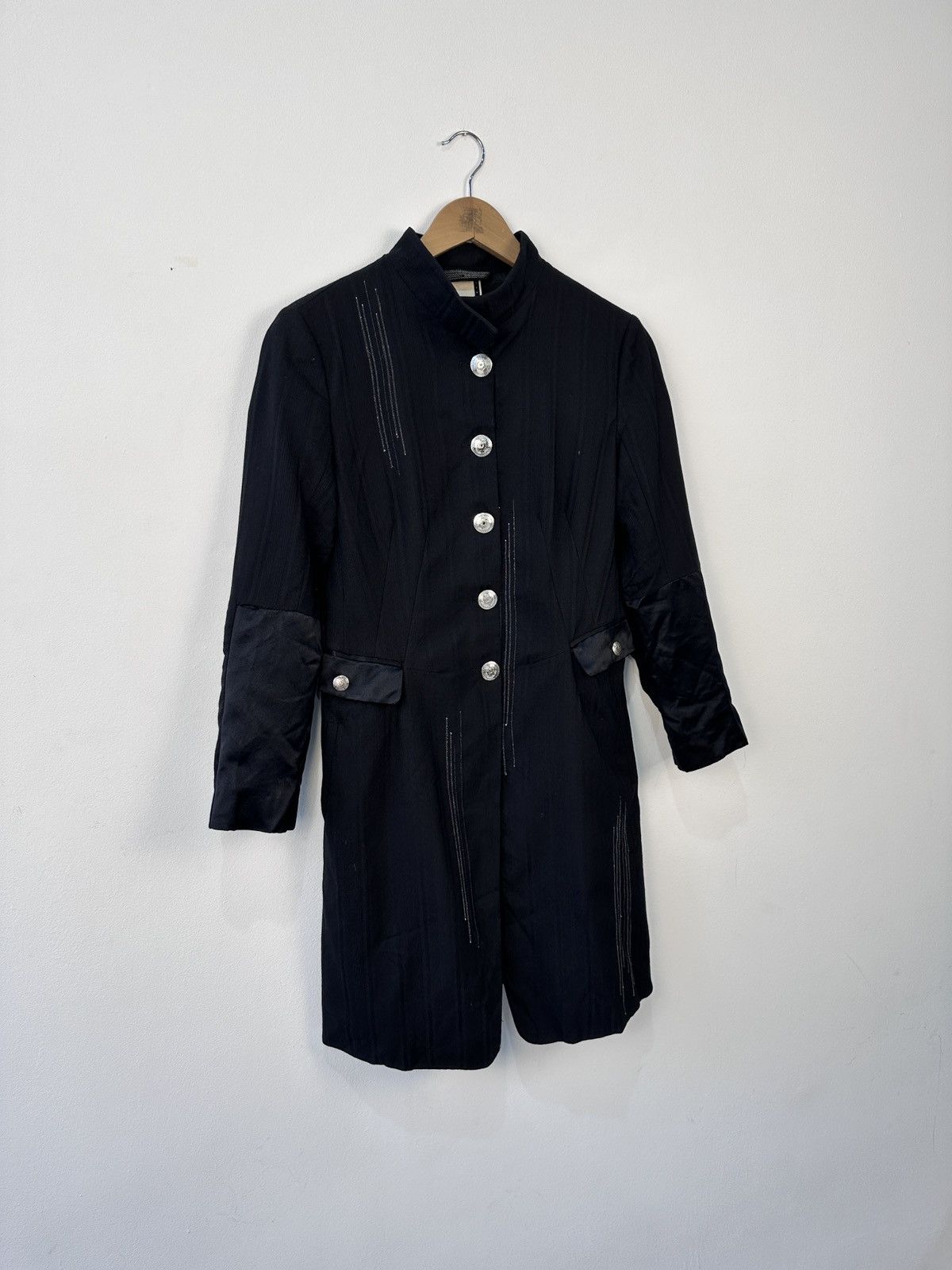 Marithe + Francois Girbaud Vintage Marithé François Girbaud Black Wool Long Jacket Coat Size M / US 6-8 / IT 42-44 - 2 Thumbnail