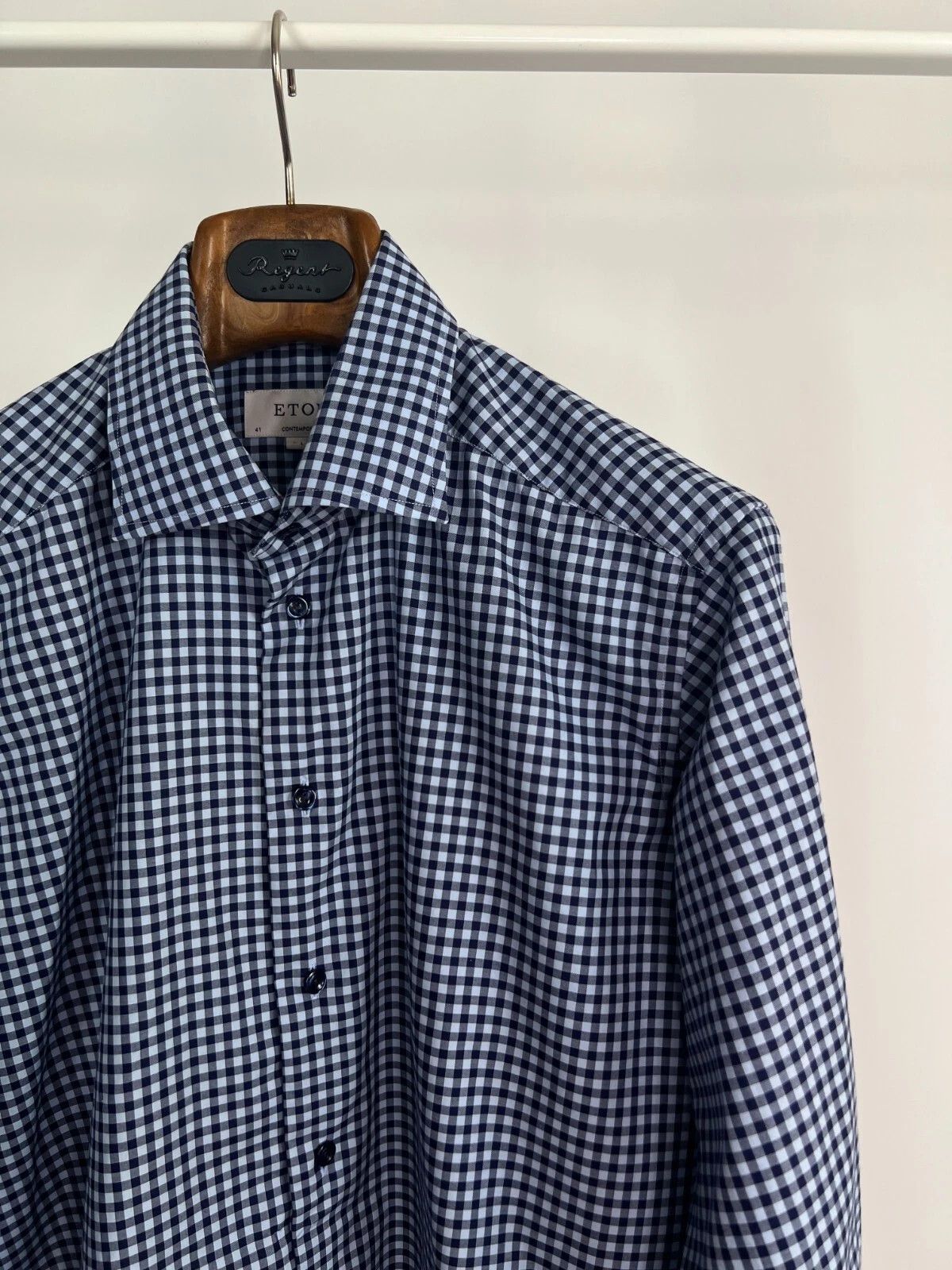 Eton Eton Contemporary Mens Casual Shirt Long Sleeve Blue Plaid Size US L / EU 52-54 / 3 - 3 Thumbnail