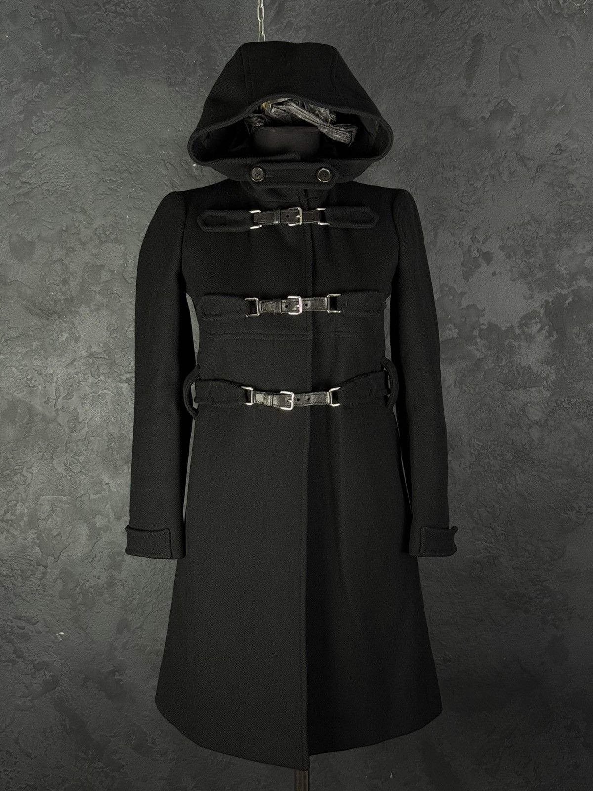Prada 2000s Prada Women’s Black Buckled Wool Long Duffle Coat Size S / US 4 / IT 40 - 2 Thumbnail