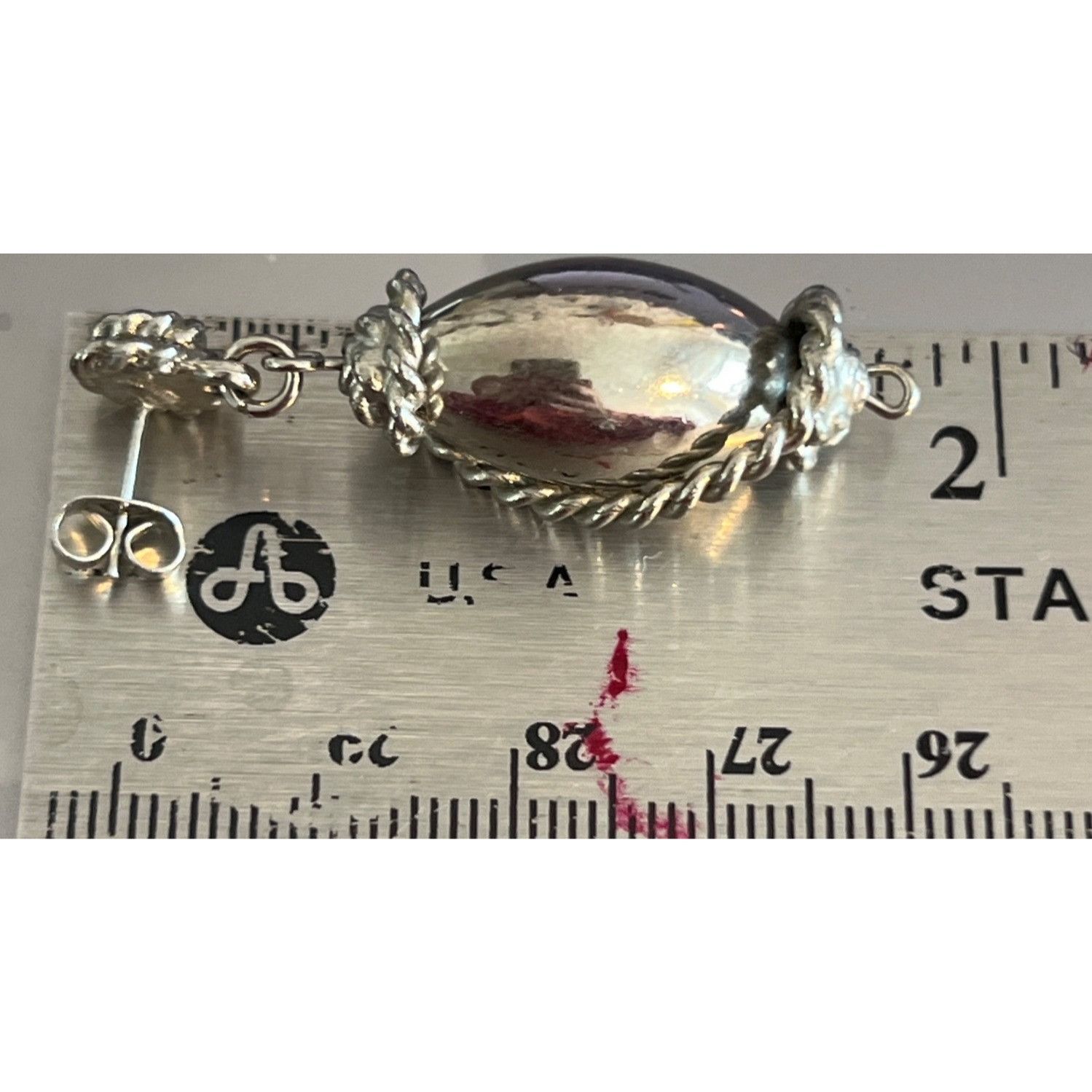 Other Vintage Silver Tone Dangle Earrings Oblong Bead Twist Rope 2 Size ONE SIZE - 4 Thumbnail