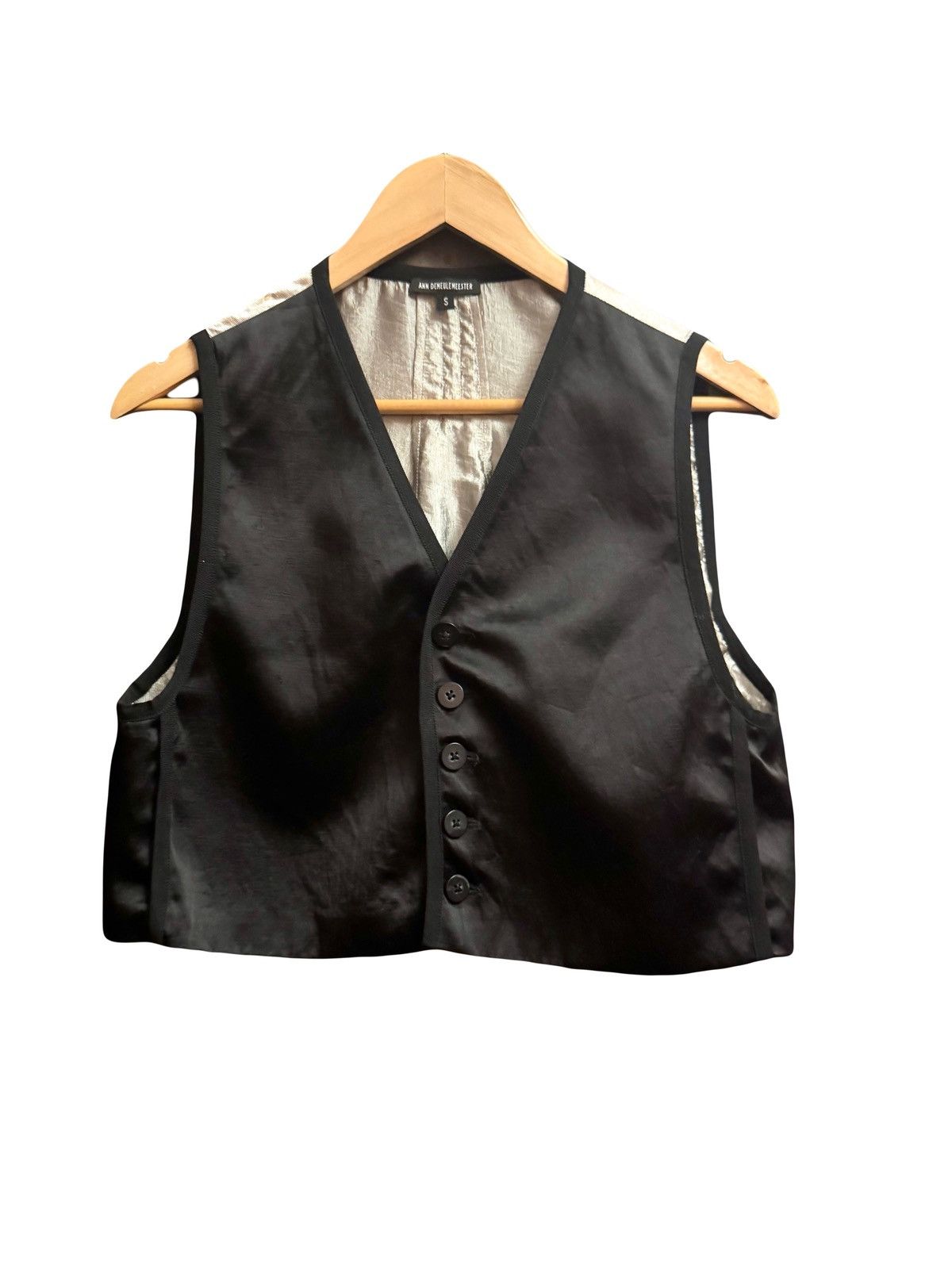 Ann Demeulemeester ann demeulemeester black satin short jacket vest S men Size US S / EU 44-46 / 1 - 1 Thumbnail