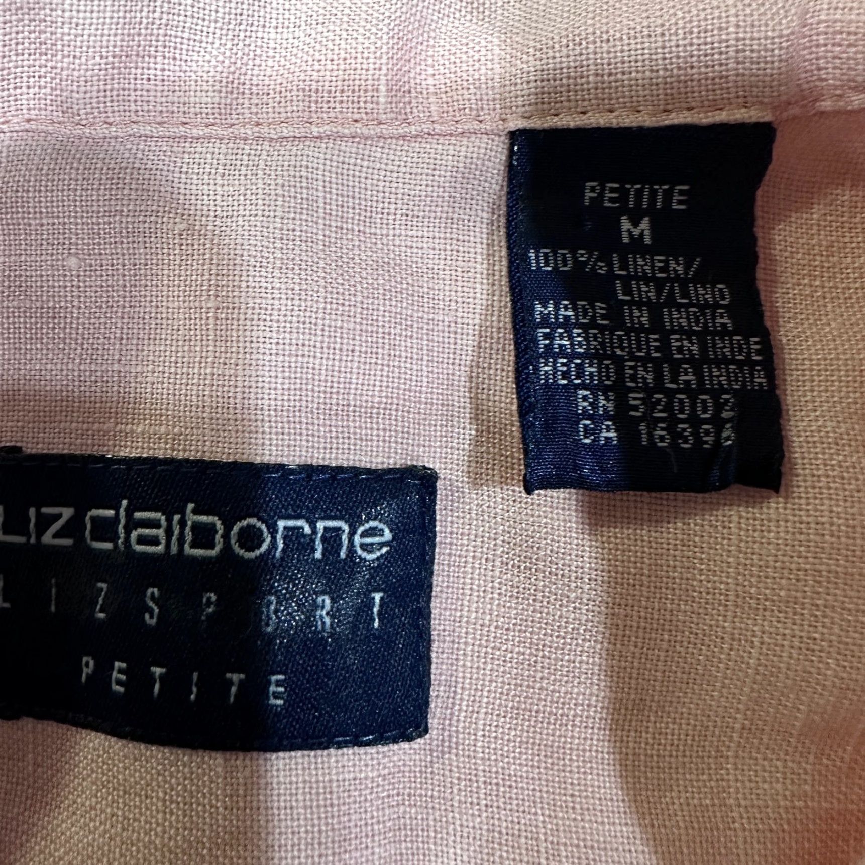 Liz Claiborne Liz Claiborne Button-Up Shirt Petites M Pink 100% Linen Long Sleeve Pocket Size M / US 6-8 / IT 42-44 - 2 Thumbnail