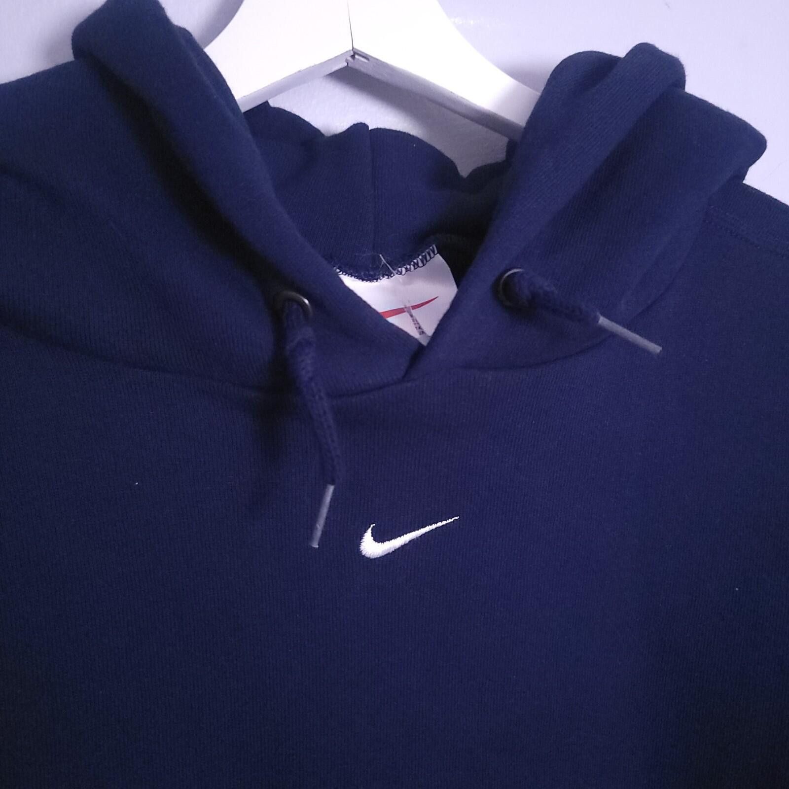 Nike Vintage 90s Nike Hoodie XL Navy Blue Center Swoosh USA Size US XL / EU 56 / 4 - 1 Thumbnail