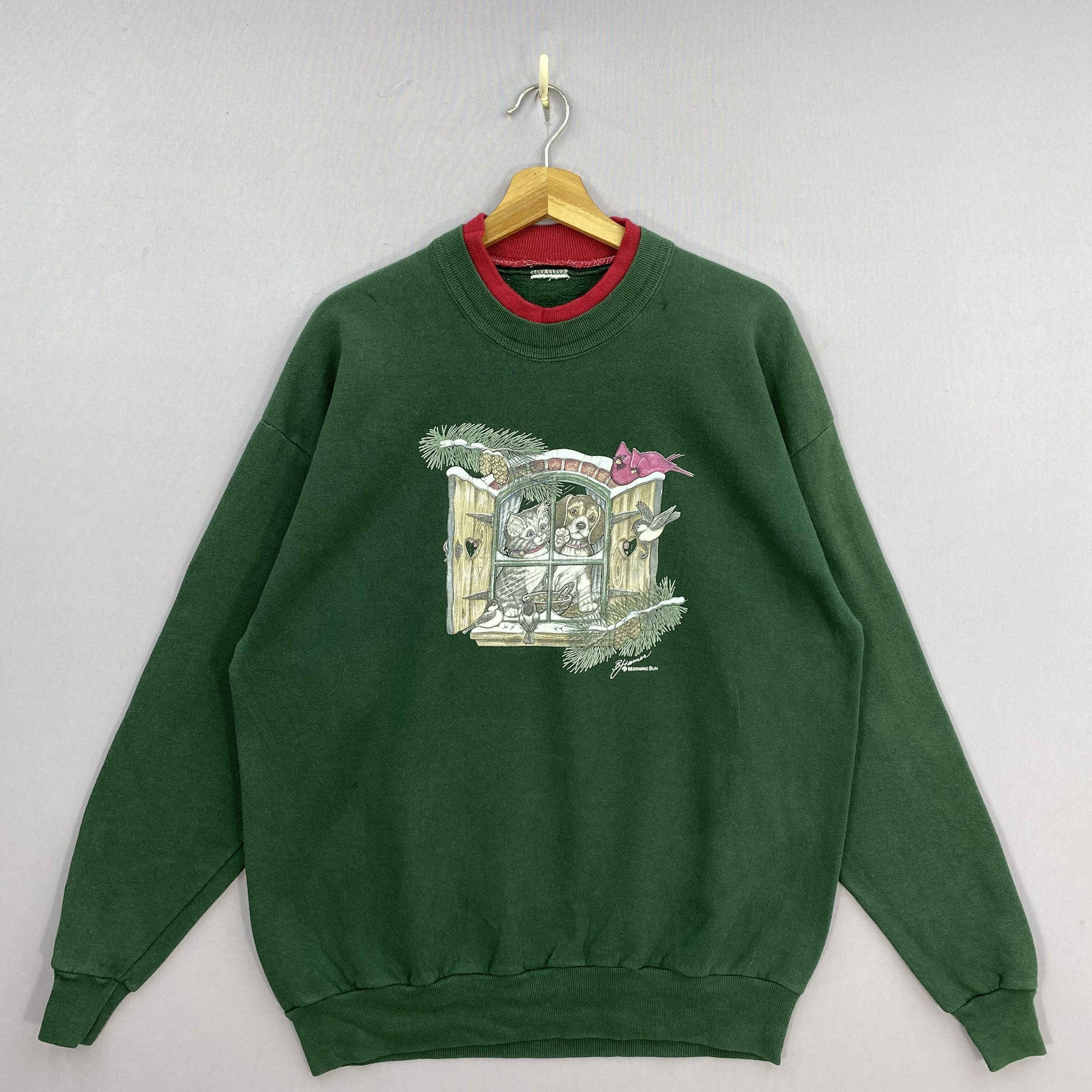 Vintage Vintage 90s Morning Sun Christmas Sweatshirt Novelty Dog Size US L / EU 52-54 / 3 - 2 Thumbnail