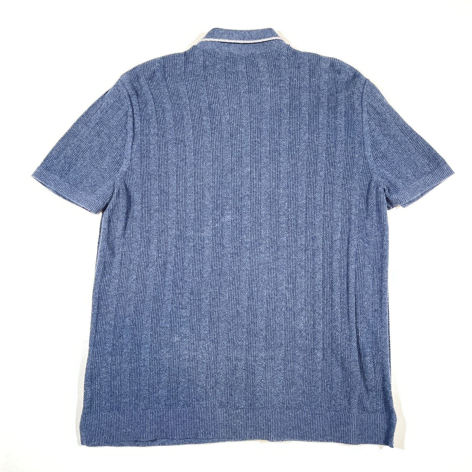 Express Express blue contrast texture knit quarter zip sweater shirt Size US L / EU 52-54 / 3 - 5 Thumbnail