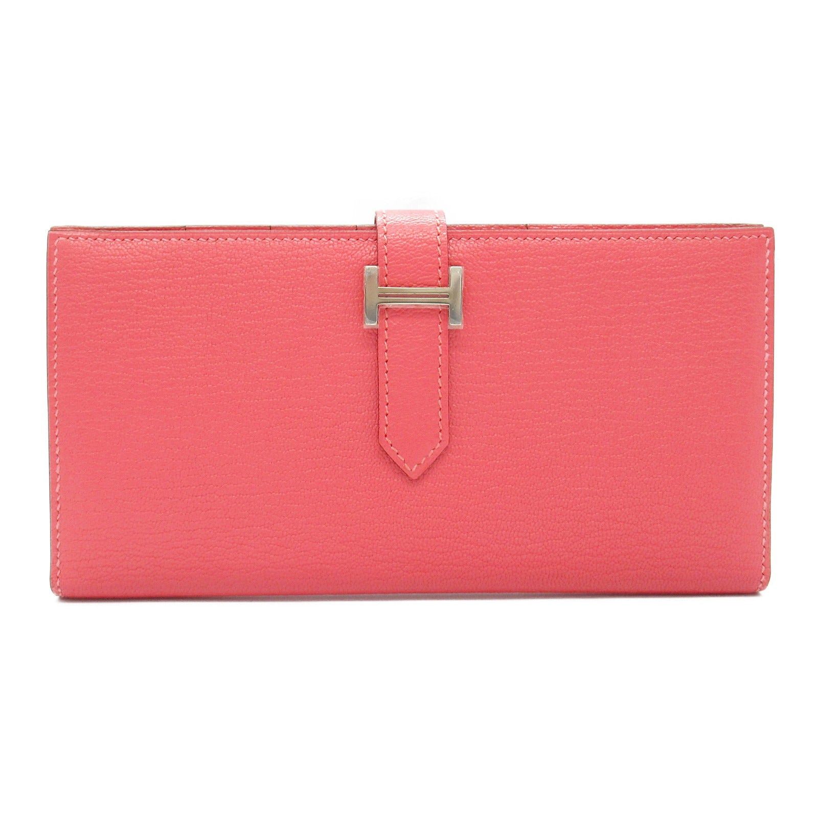 Hermes Hermes Bear Souffle Rose Lipstick Bi-Fold Long Wallet Leather Chevre Pink Silver Hardware X Stamp Size ONE SIZE - 1 Thumbnail