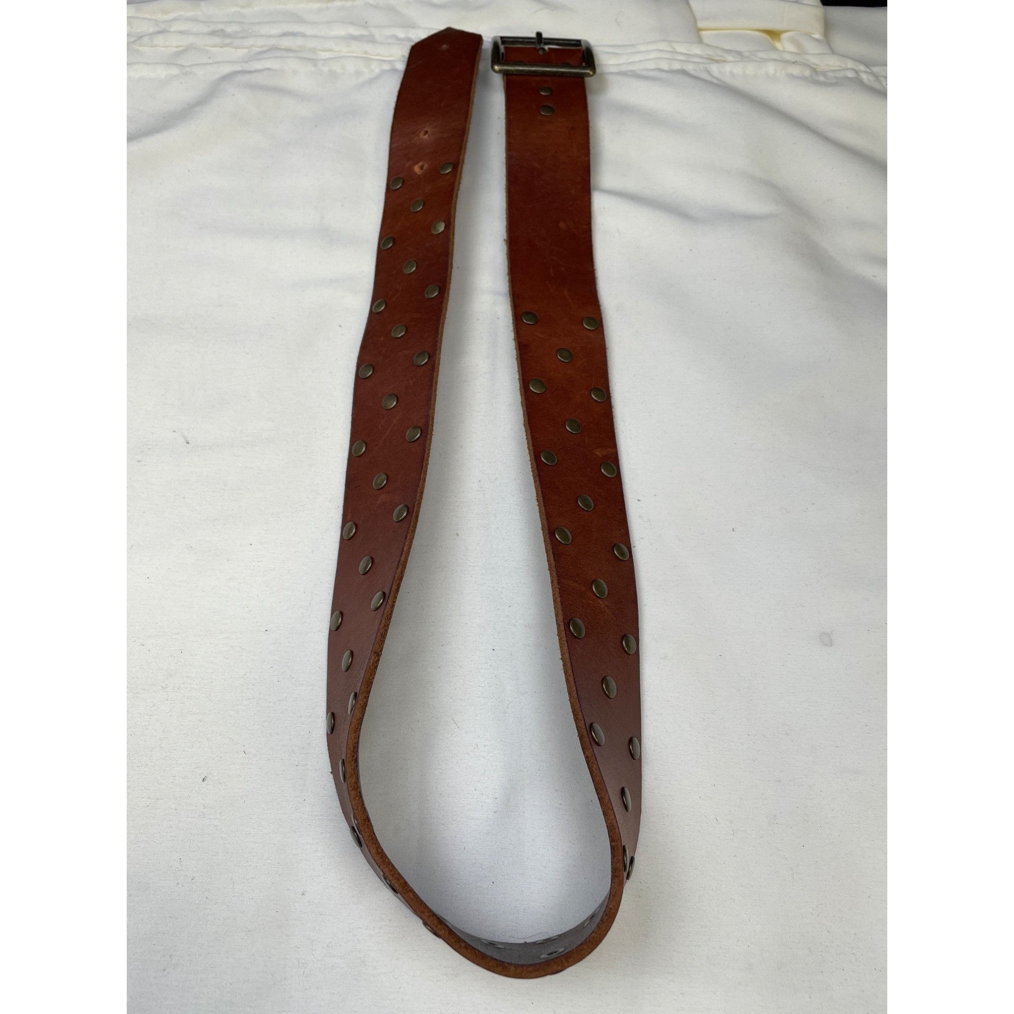 Other Vintage Womens Brown Leather Belt with Copper Studs Size S S Size ONE SIZE - 3 Thumbnail