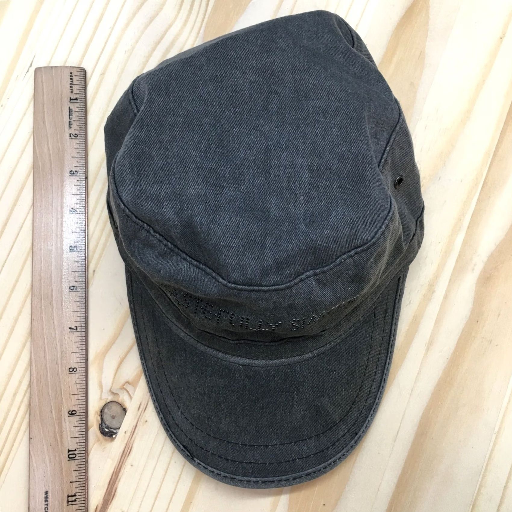 Vintage Simple Cap Womens One Size Gray Tastefully Army Adjustable Curved Brim Studded Size ONE SIZE - 3 Thumbnail