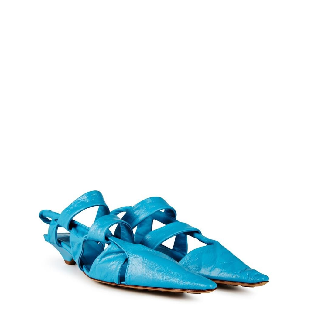 Bottega Veneta Bottega Veneta Sling Back Low Heel Wedge Sandals in Blue Size US 6.5 / IT 36.5 - 3 Thumbnail