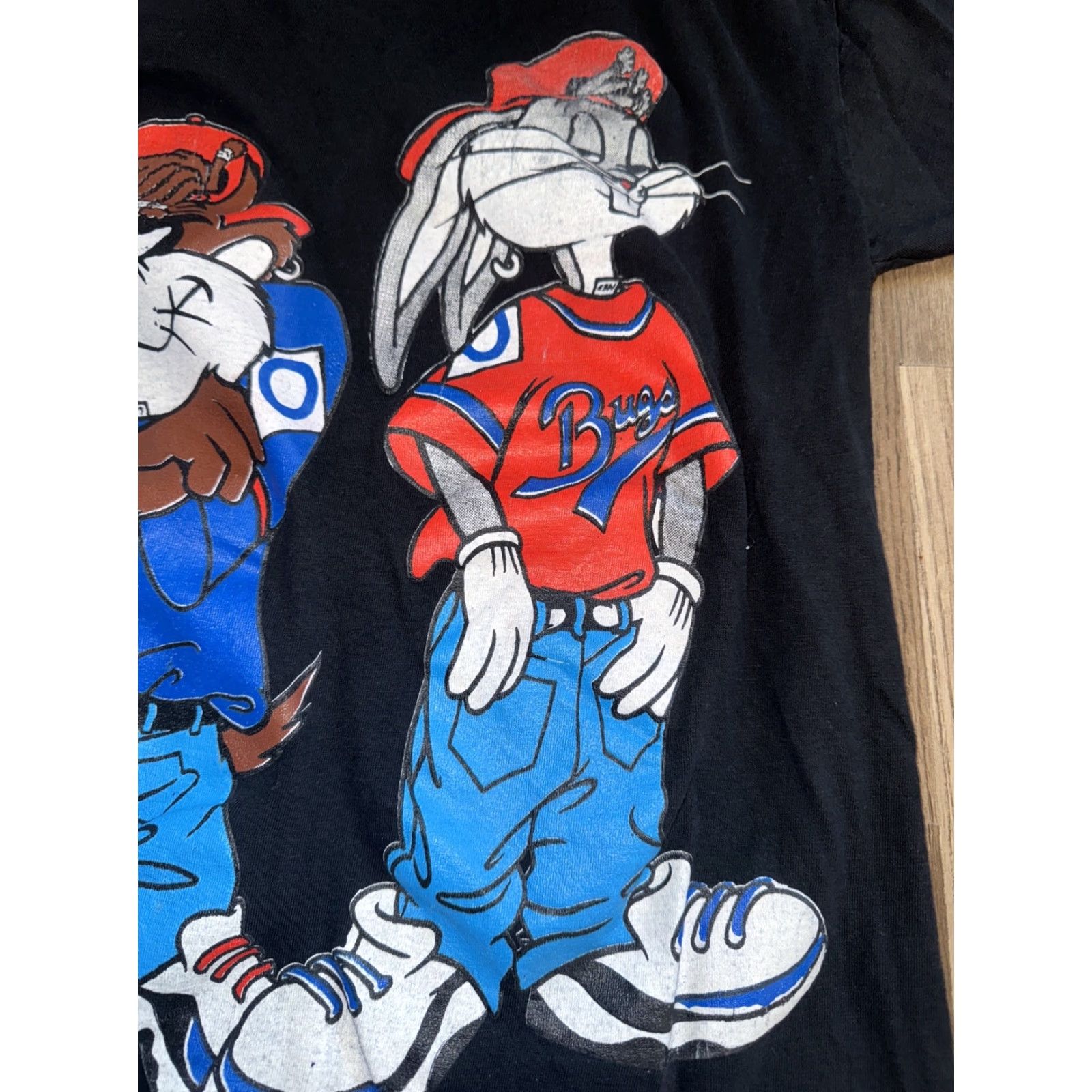 Vintage VINTAGE Bugs Bunny & Taz Looney Tunes Hip Hop T-Shirt Black Small 18x22 Mens Shirt 90s Cartoon Streetwear Vintage Double-Sided Size US S / EU 44-46 / 1 - 4 Thumbnail