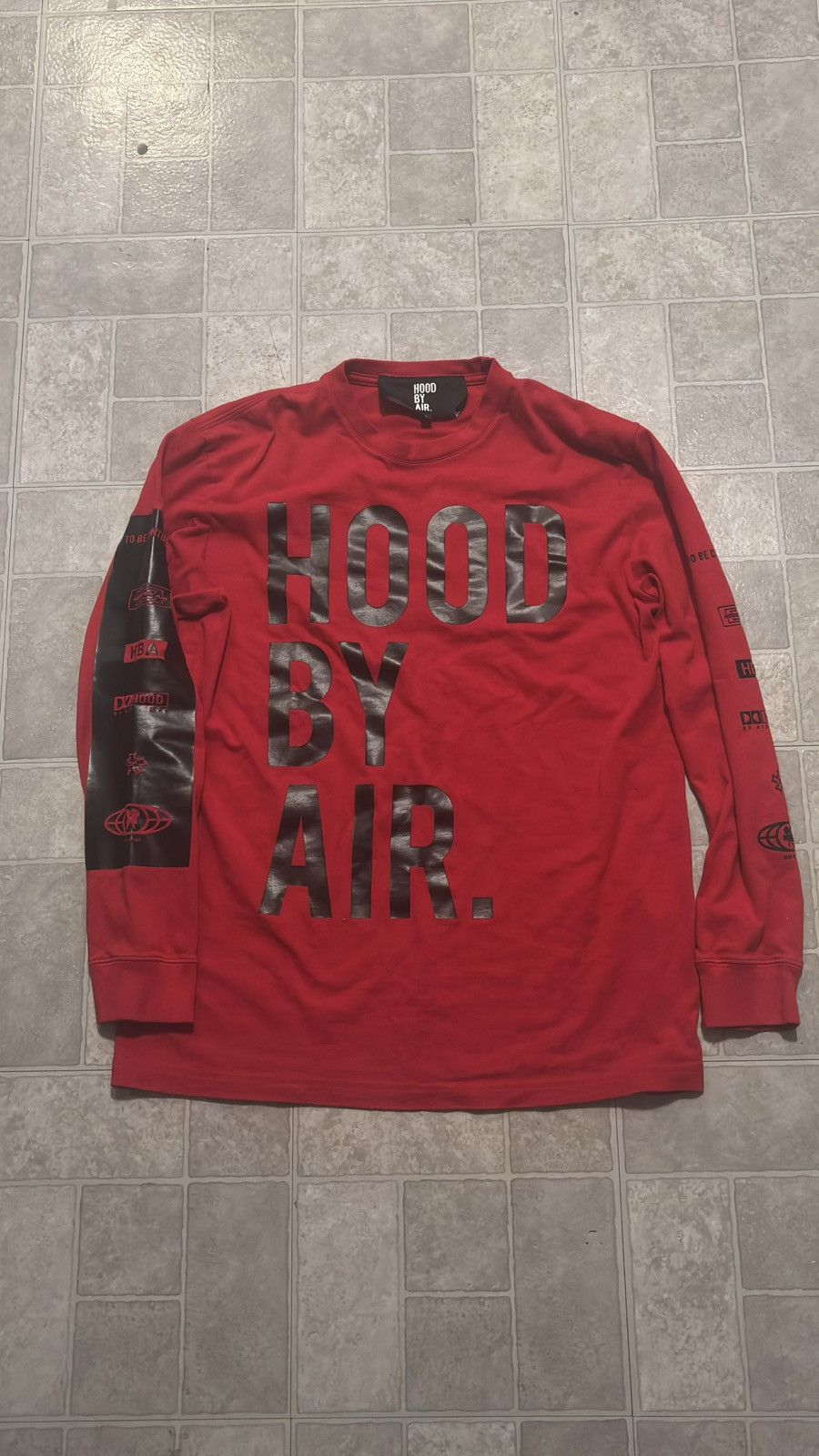 鬼レア幻90s伝説HOOD BY AIRロンTカットソーＬ黒青白黄HBA春秋冬 Hood By Air Hood by Air x H.R. Giger Spinal Print Longsleeve shirt