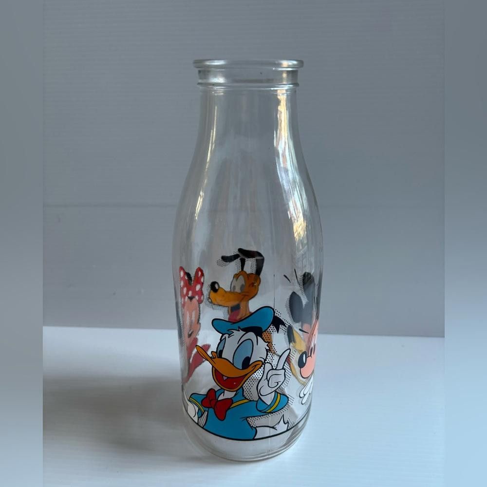 Disney Disney vtg Milk Glass Bottle MickeyMouse Minnie Mouse Pluto Size ONE SIZE - 4 Thumbnail