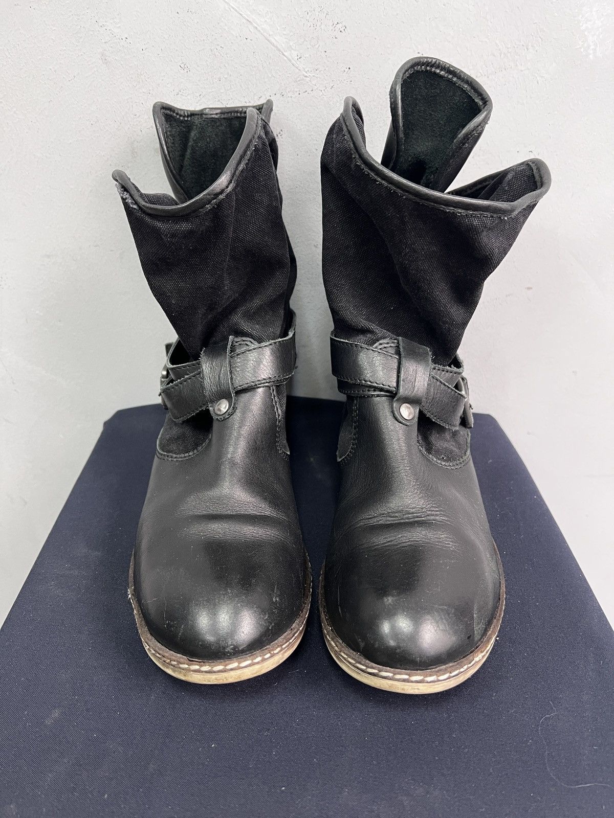 Hedi Slimane Leather ankle moto leather y2k boots belted margiela style Size US 7.5 / EU 40-41 - 5 Thumbnail