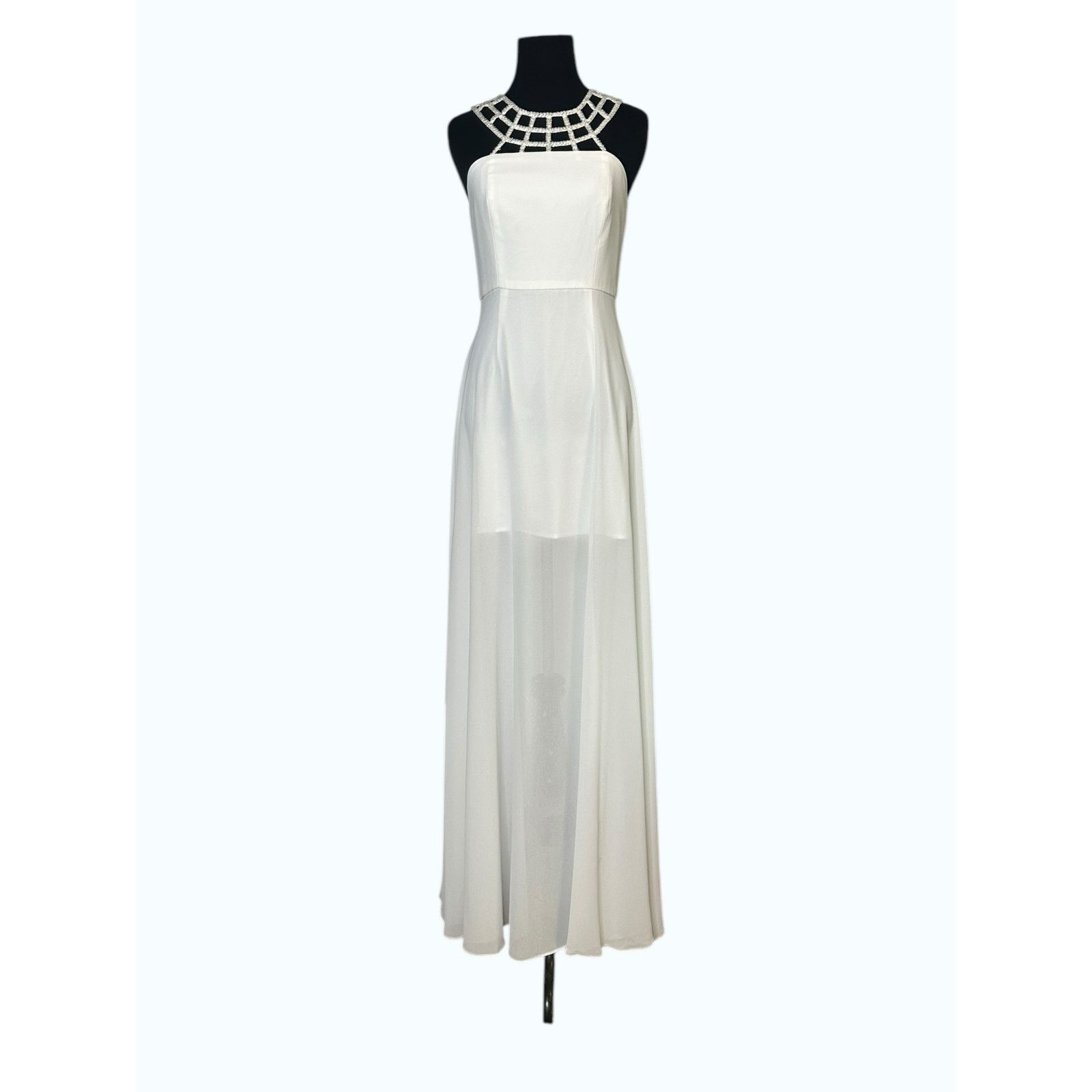 GB GB white neck embellished detail long wedding dress size S Size S / US 4 / IT 40 - 14 Thumbnail