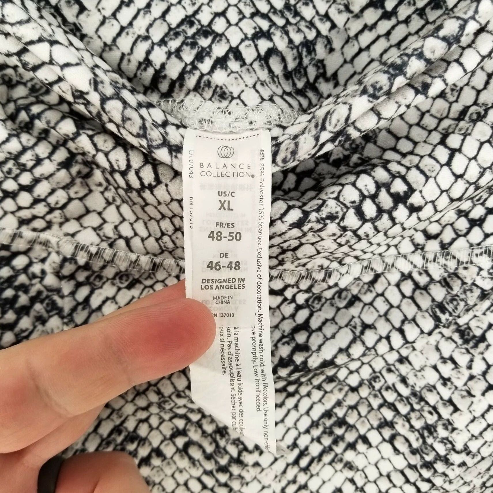 Vintage Balance Collection Leggings Women XL White Black Scale Pattern Full Length Activewear Compression Womens Size 40" / US 18 - 3 Thumbnail