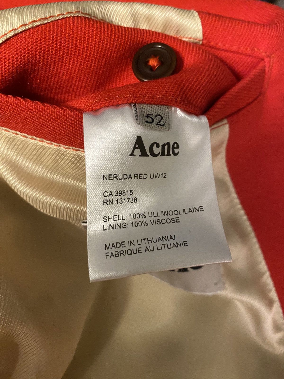 Acne Studios Acne Studios Red Wool Bomber Coat Size US M / EU 48-50 / 2 - 7 Thumbnail
