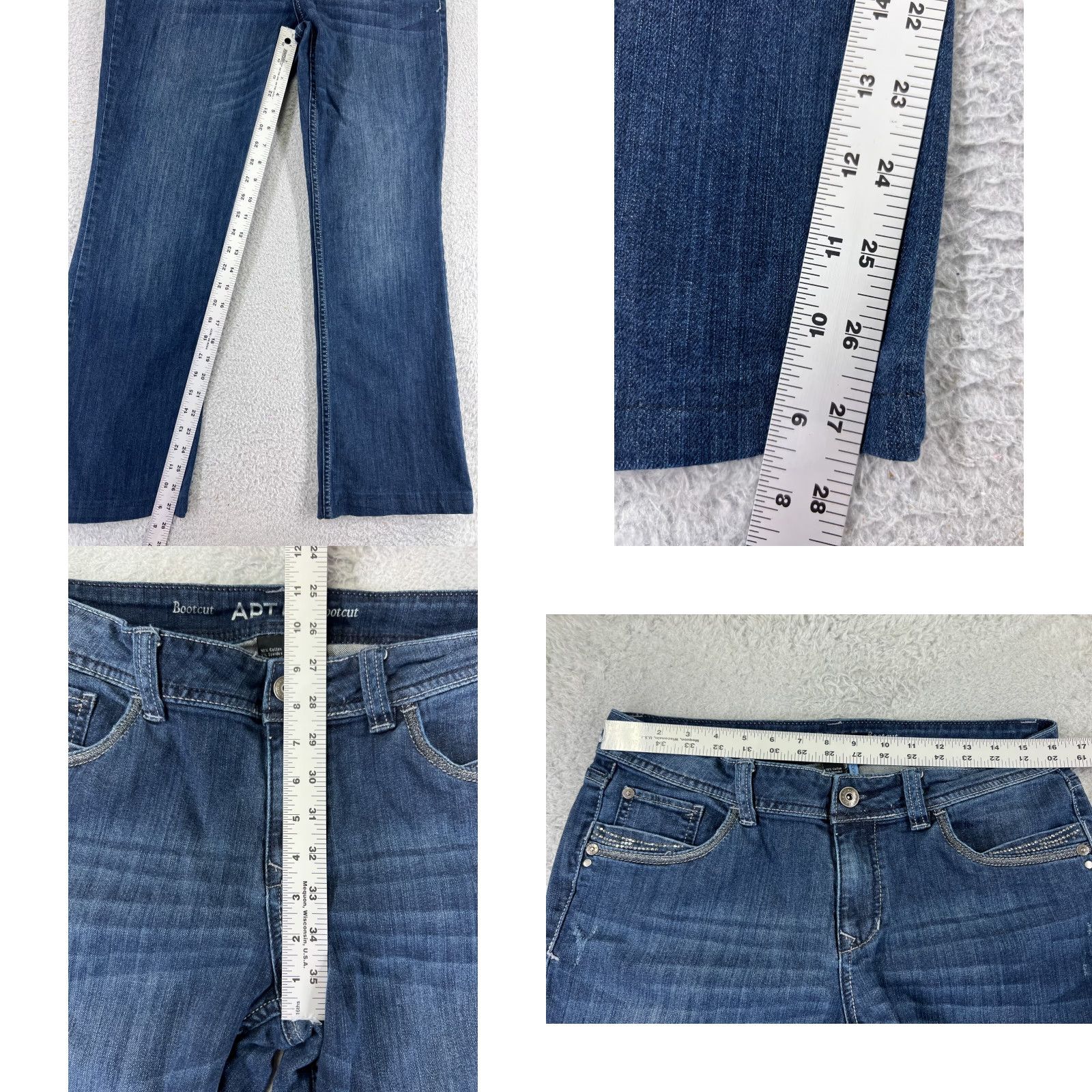 Apt. 9 Apt. 9 Jeans Womens 10 Blue Denim Bootcut Embellished Cotton Blend Stretch Pants-? Size 32" / US 10 / IT 46 - 8 Thumbnail