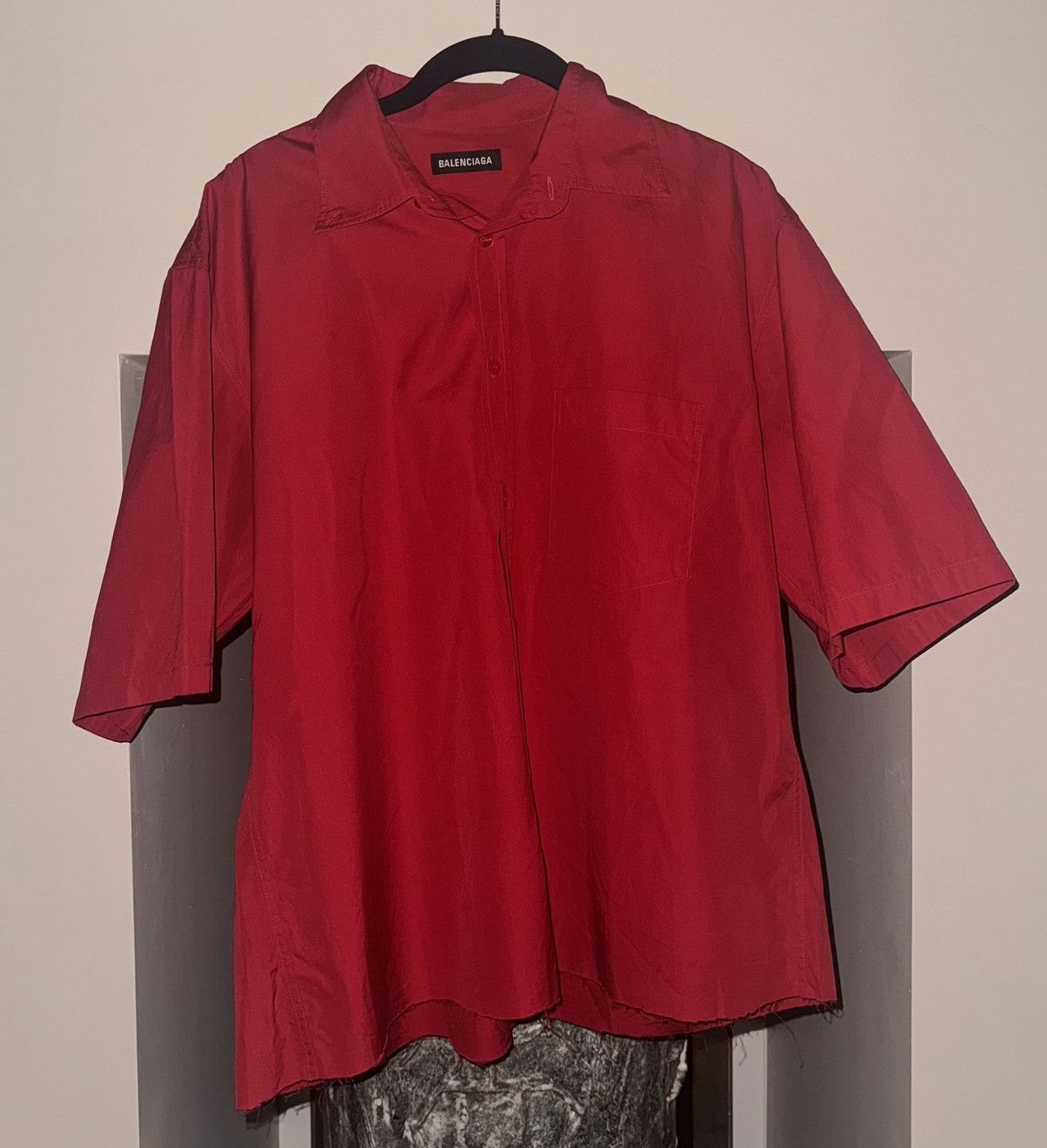 Balenciaga BALENCIAGA Back Logo Button Up Shirt Red Size US M / EU 48-50 / 2 - 2 Thumbnail