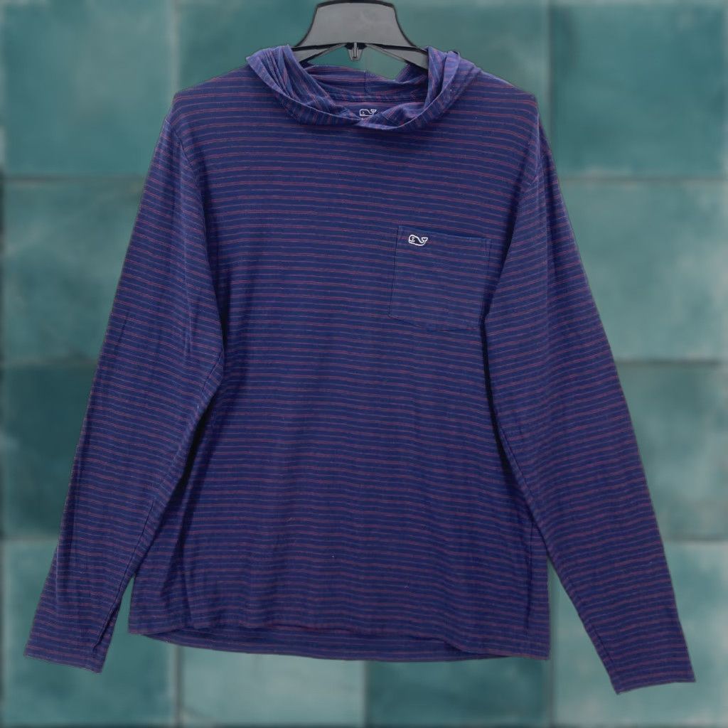 Vineyard Vines Vineyard Vines Edgartown T-Shirt Mens Medium Navy Blue Striped Hooded Preppy Size US M / EU 48-50 / 2 - 1 Thumbnail