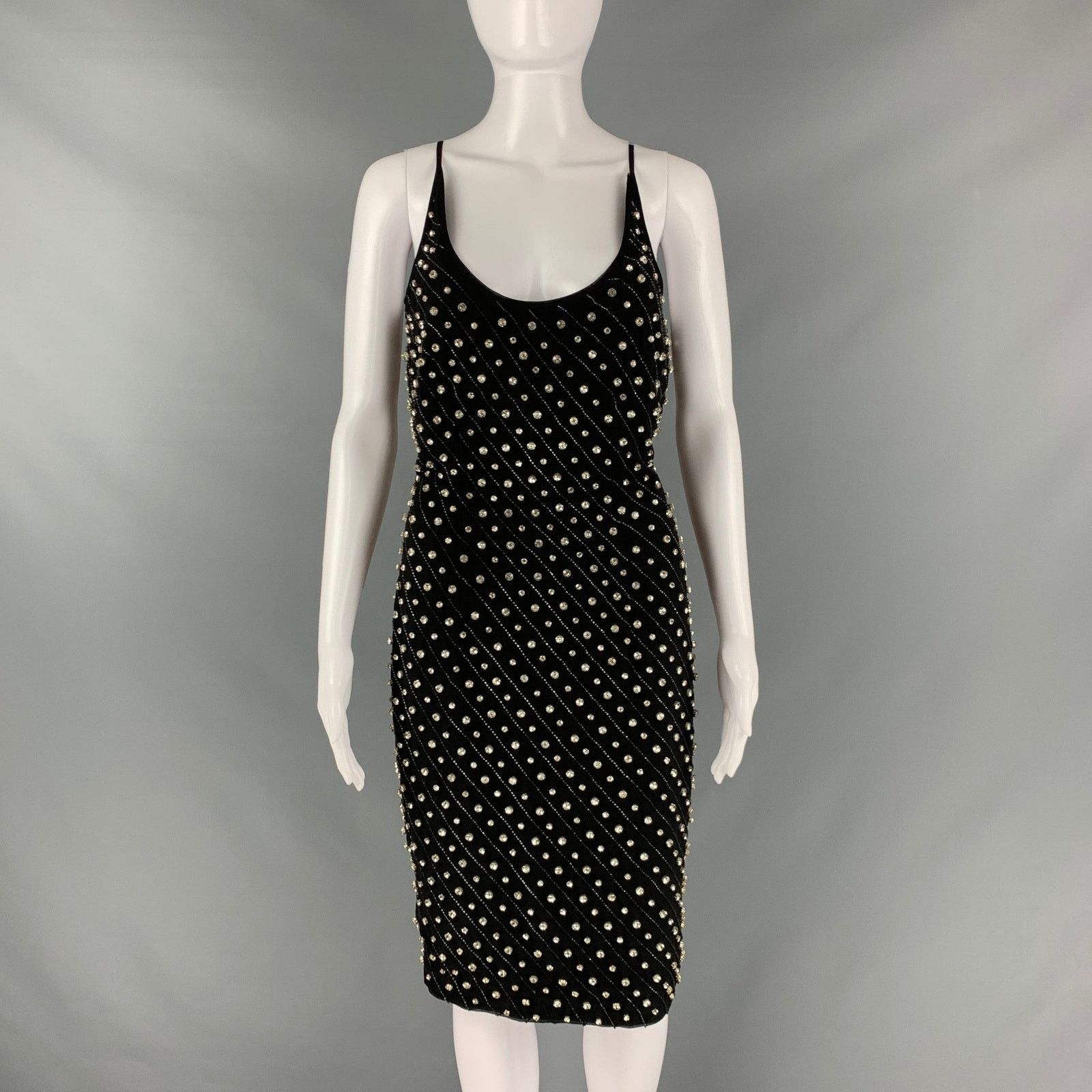 Retrofete RETROFETE Size S Black Polyester Beaded Shift Dress Size S / US 4 / IT 40 - 1 Thumbnail