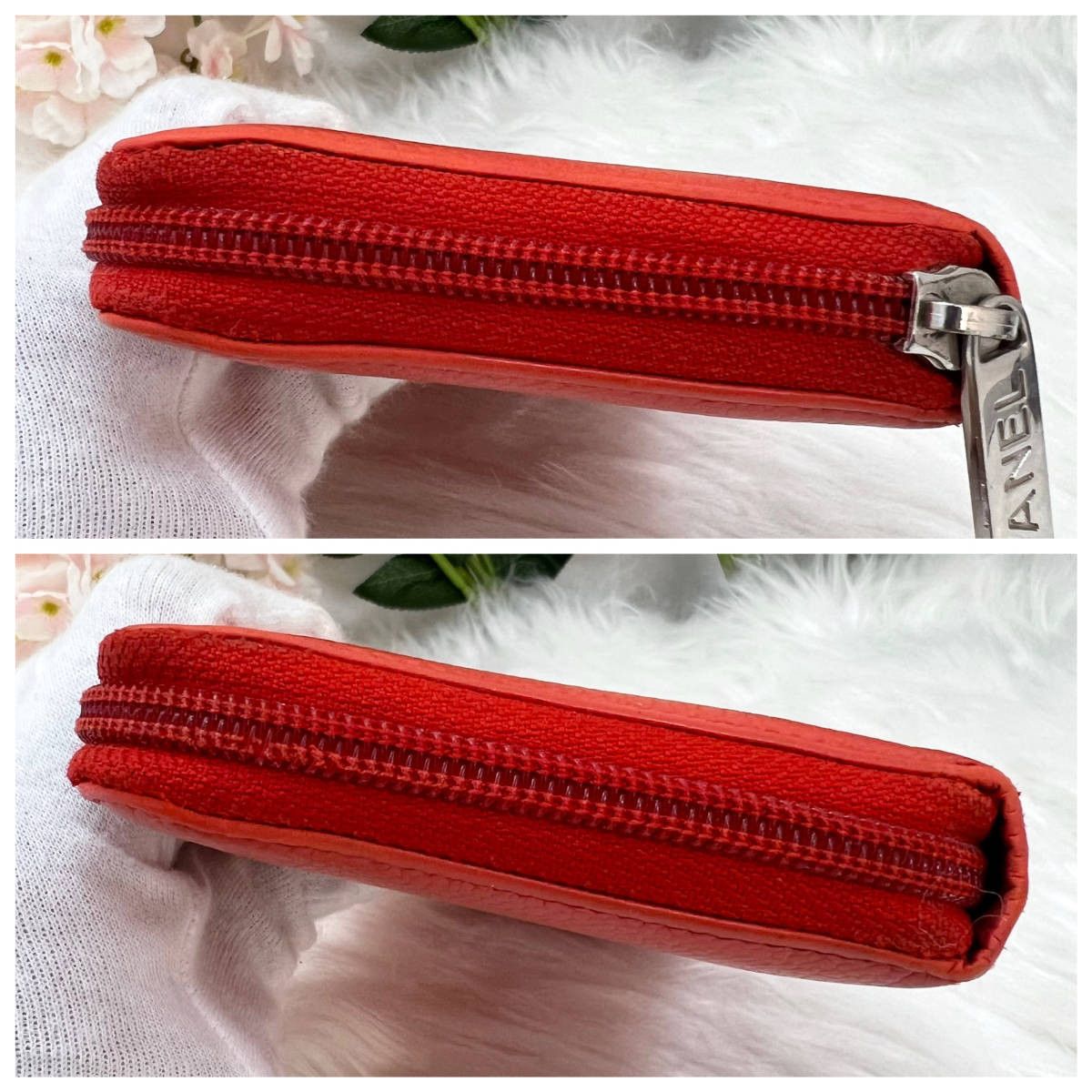 Chanel CHANEL Caviar skin Coco mark Round zipper Long wallet Orange Size ONE SIZE - 4 Thumbnail