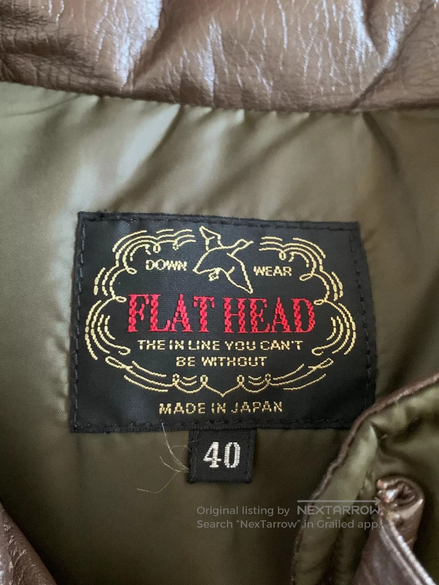 Japanese Brand green puffer vest with leather accents. Size US L / EU 52-54 / 3 - 4 Thumbnail