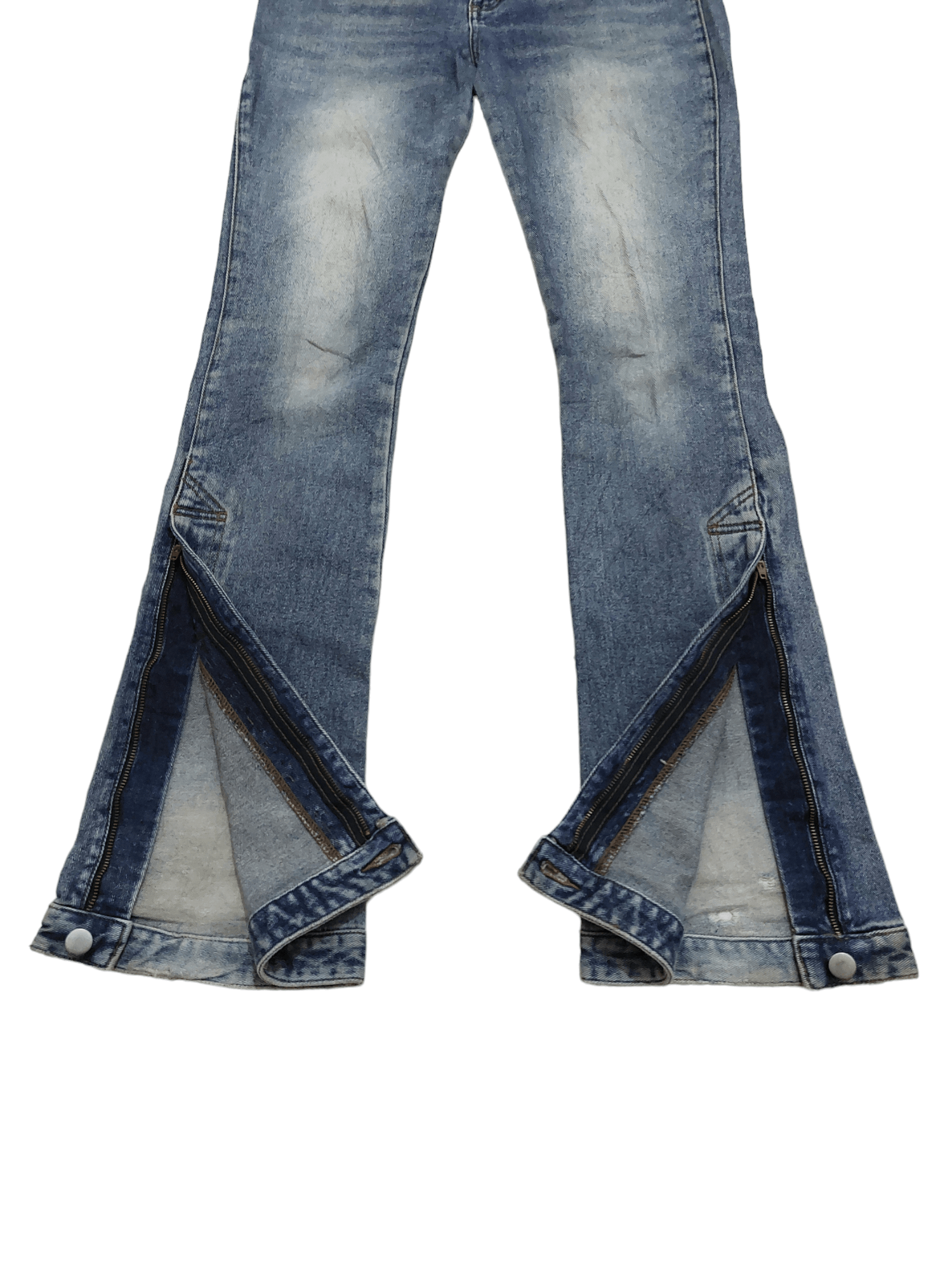 Designer × Japanese Brand Algonquins Wide Leg Zipper Low Rise Unisex PantsDenim Size US 30 / EU 46 - 4 Thumbnail
