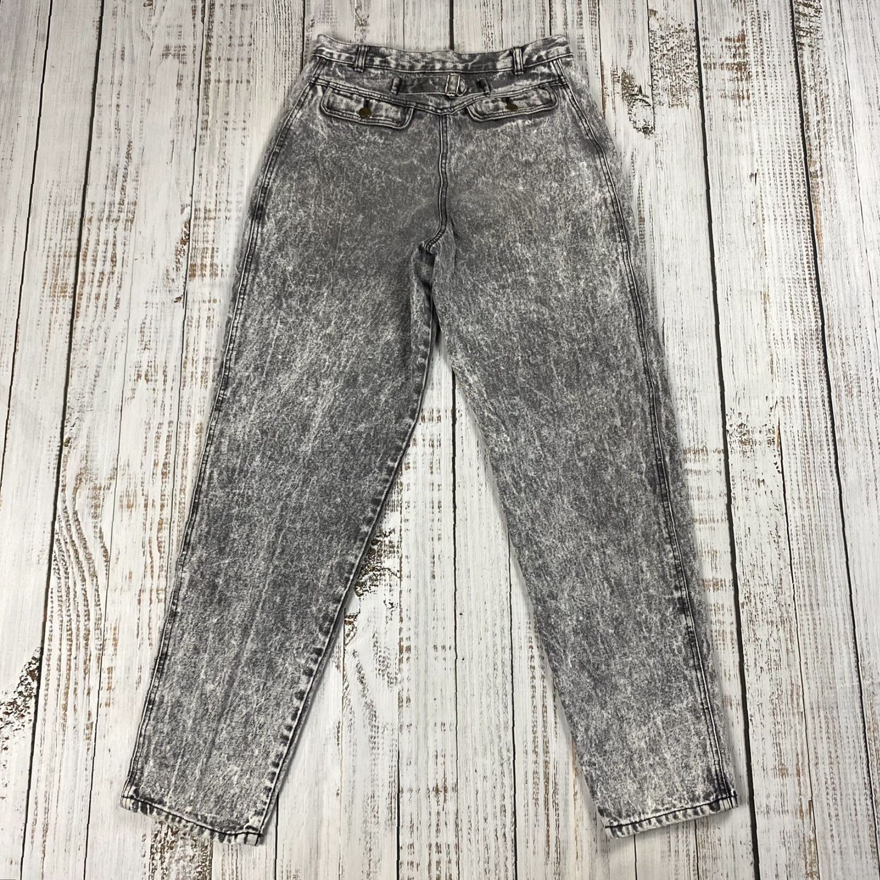 Vintage VINTAGE 90S SLICK DENIM PANTS HIGH WAIST ACID WASH GREY 32X34 Mens Size 24" / US 00 / IT 34 - 6 Thumbnail