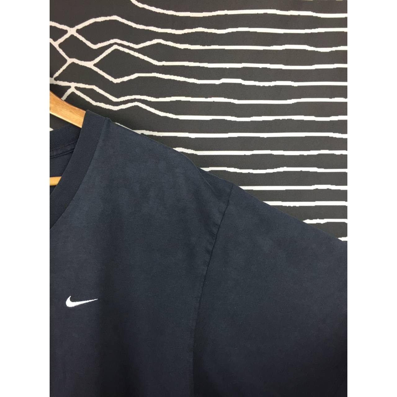 Nike × Vintage Vtg 90s Nike Swoosh Embroidered Logo V-Neck Tee Size US L / EU 52-54 / 3 - 5 Thumbnail