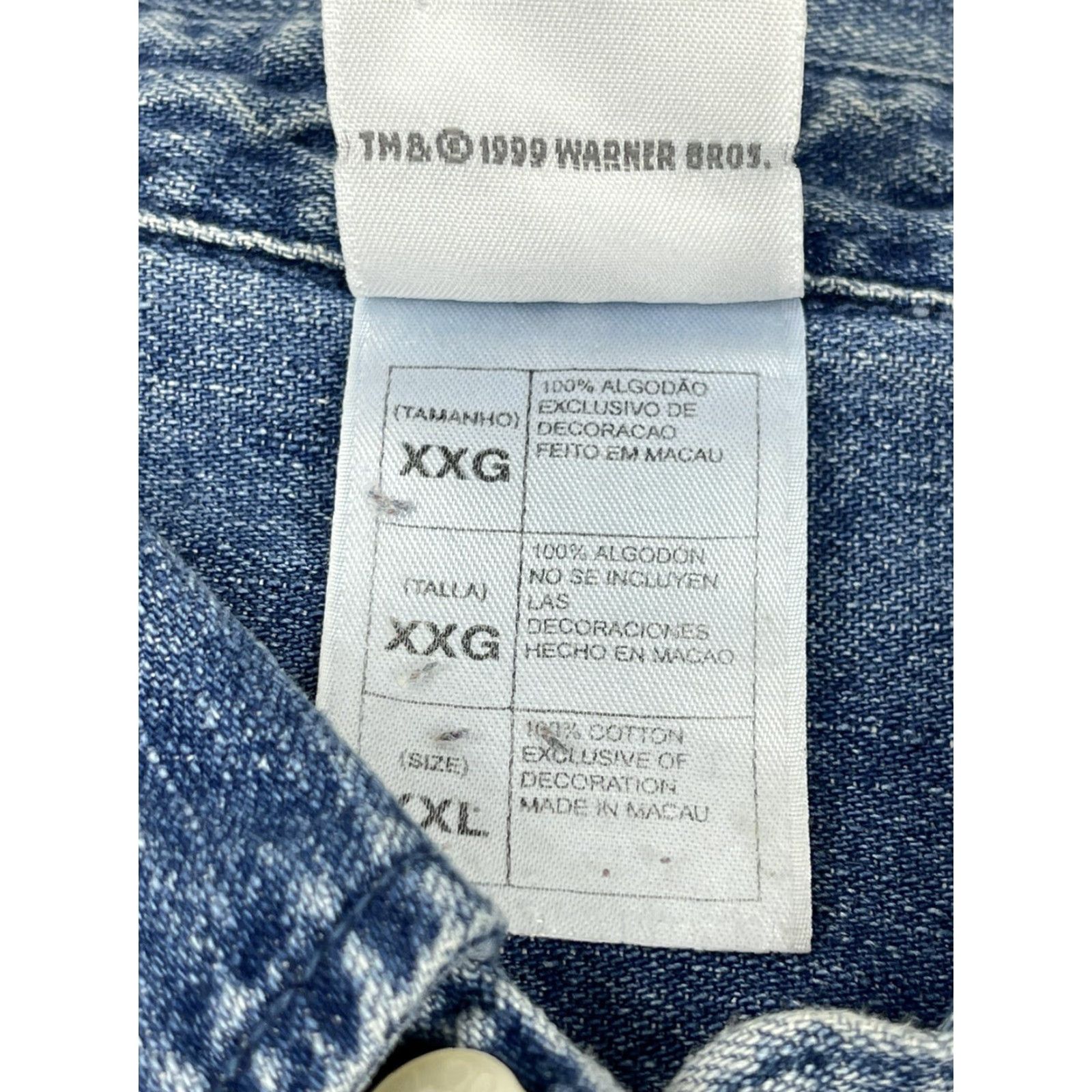 Vintage VINTAGE Warner Bros Taz Embroidered Denim Shirt Mens 2XL Blue 1999 90s Cowboy Rockabilly Workwear Button-Up Size US XXL / EU 58 / 5 - 4 Thumbnail