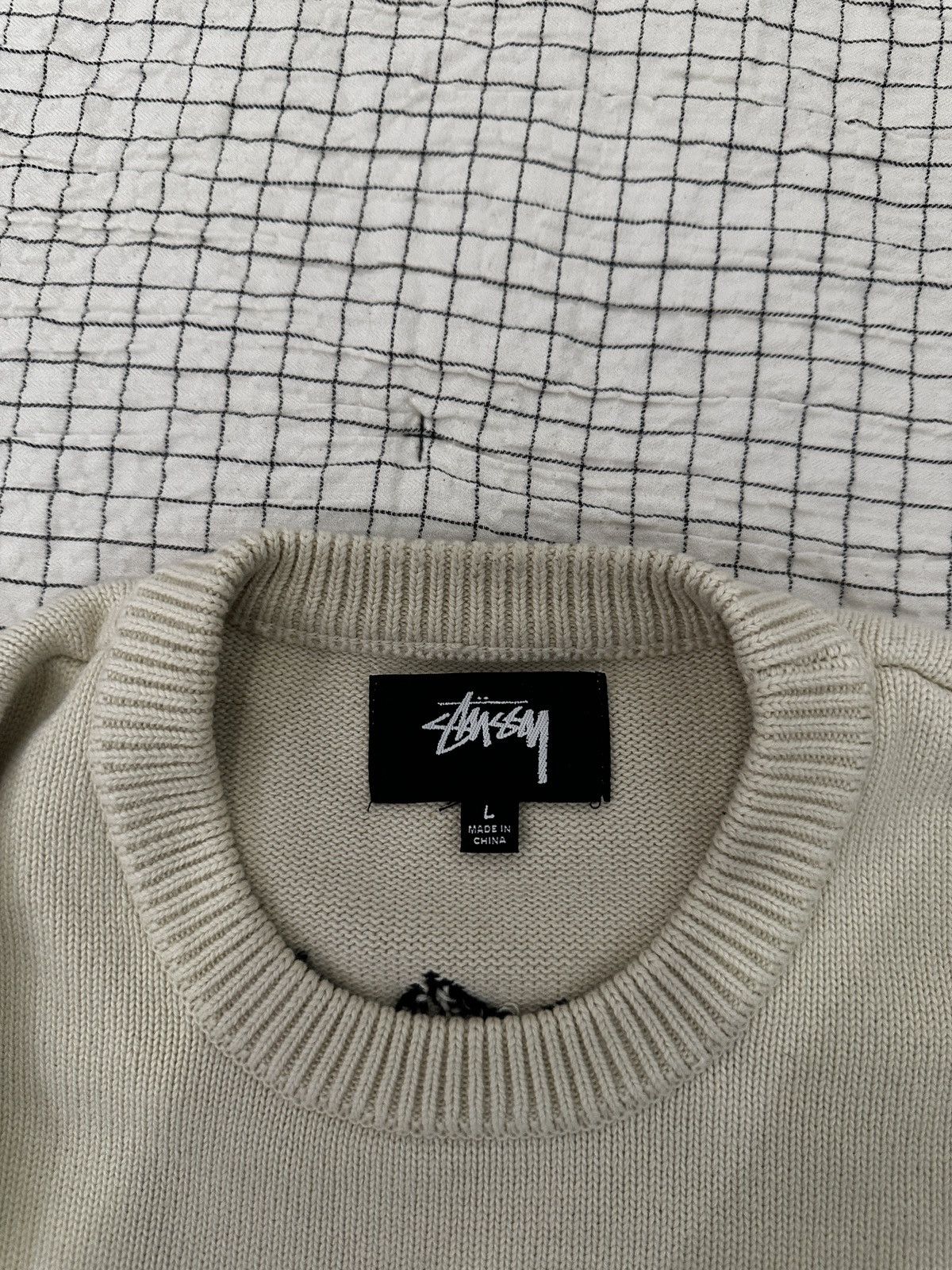 Stussy Stussy Knitted Sweater 117140 Care Label (NATURAL) Size US L / EU 52-54 / 3 - 3 Thumbnail