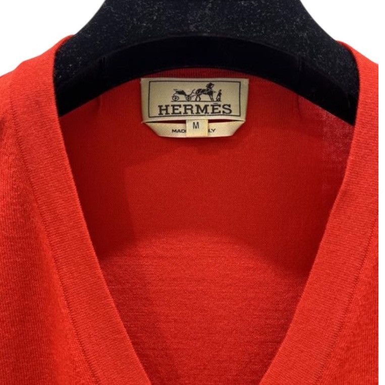 Hermes 🧿extrafine wool knitted V-neck sweater red Size US M / EU 48-50 / 2 - 2 Thumbnail