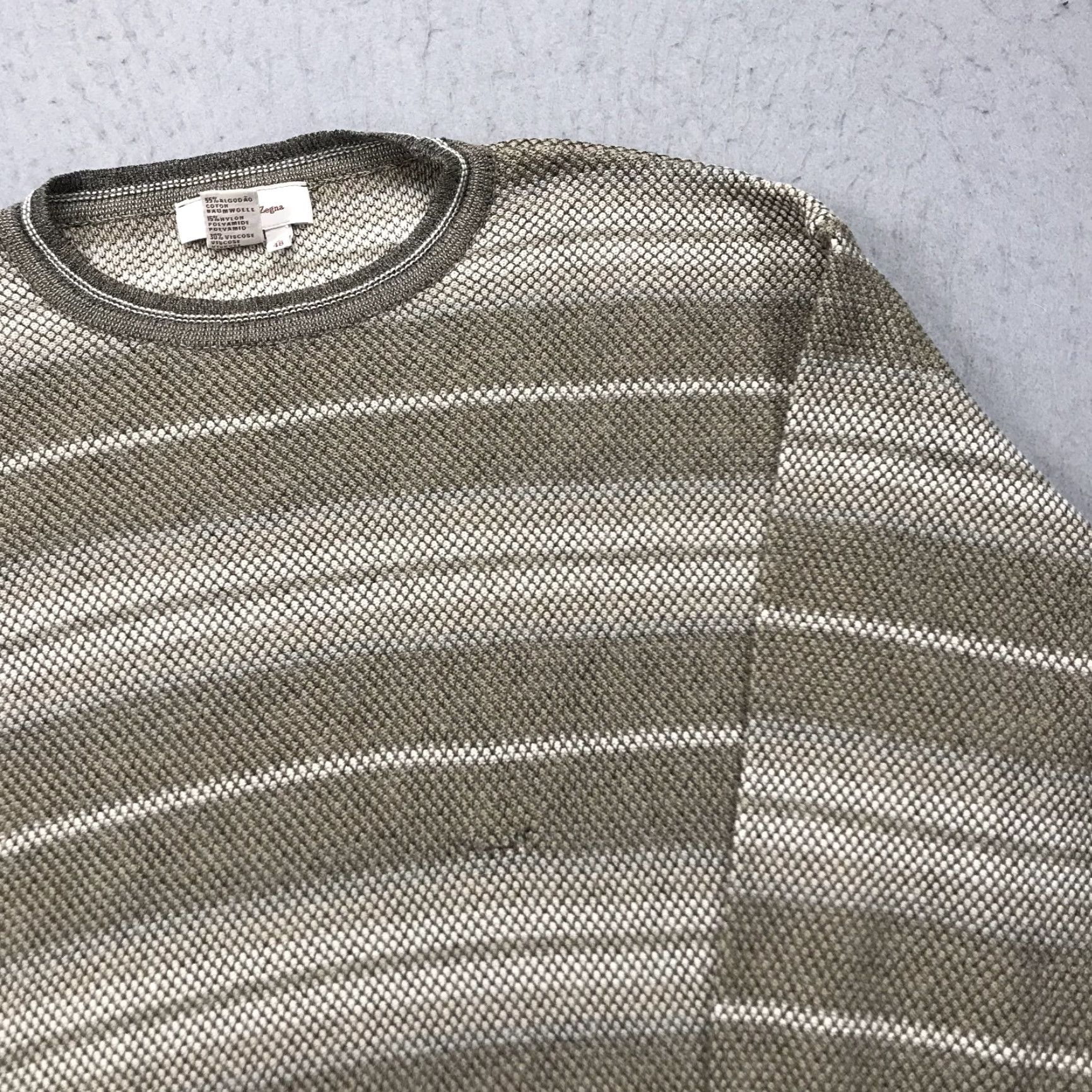 Ermenegildo Zegna Ermenegildo Zegna Sweater Mens Small 48 Brown Striped Knit Crewneck Pullover Size US S / EU 44-46 / 1 - 3 Thumbnail