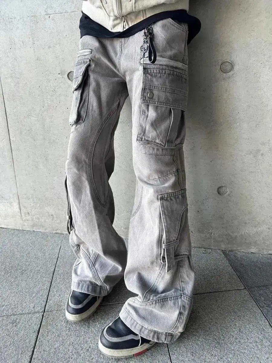 Japanese Brand Loose multi pocket micro flared jeans Size US 32 / EU 48 - 4 Thumbnail
