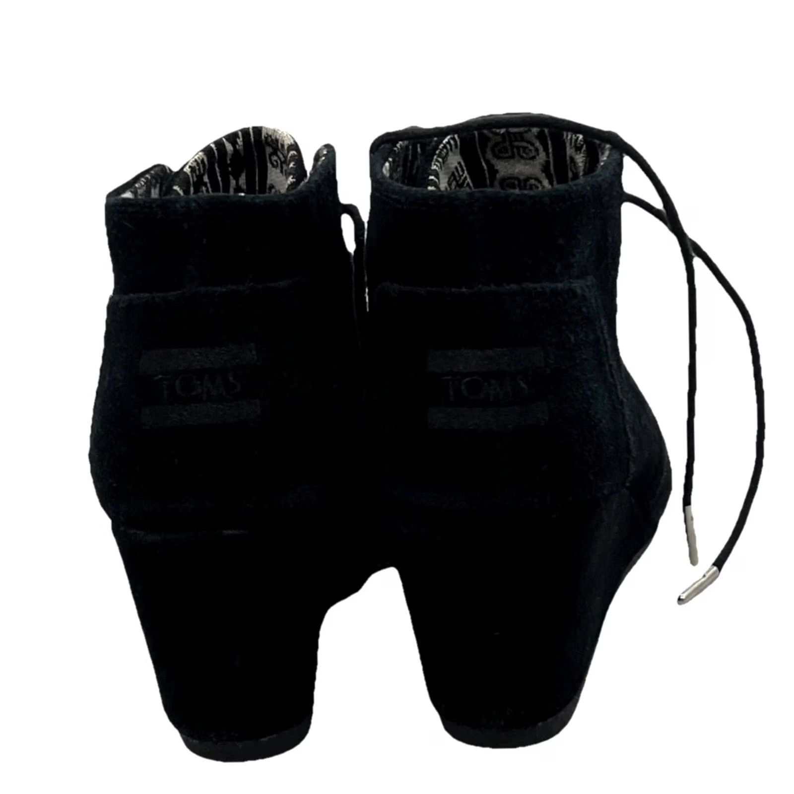 Toms TOMS Womens Ankle Booties Black Round Toe Wedge Heel Lace Up 8 US/UK/EU 39 Boots Mens? Size US 7 / IT 37 - 5 Thumbnail