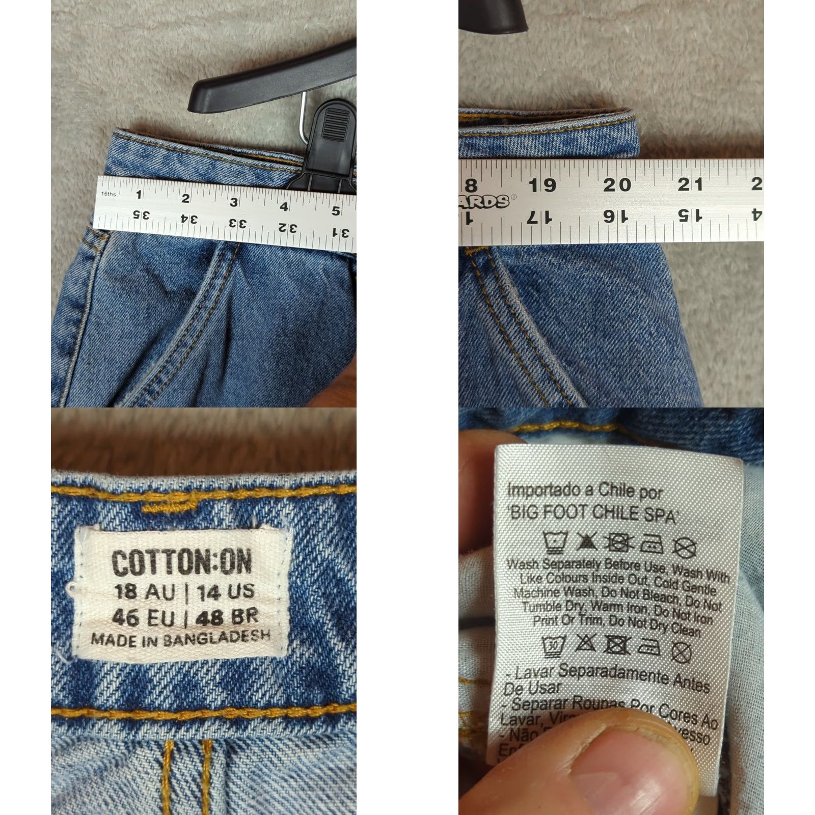 Cotton On Cotton On Denim Jeans Baggy wide leg Carpenter Womens 14 Grunge Skater Retro Relaxed Blue Denim Wide-Leg 14 Womens Size 36" / US 14 / IT 50 - 9 Thumbnail