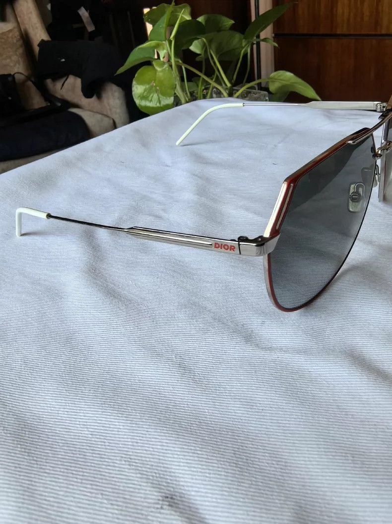 Dior Dior Sunglasses with Silver Frame and Red Accents-2506 Size ONE SIZE - 3 Thumbnail