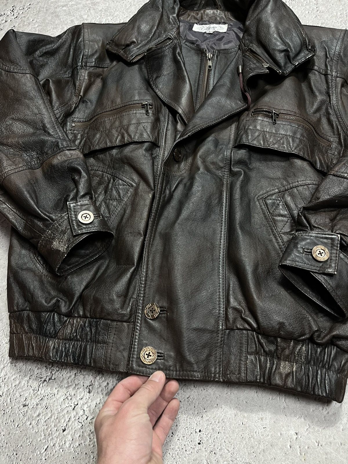 Leather Vintage Leather Bomber Jacket Brown Men Size L Zip Aviator Size US L / EU 52-54 / 3 - 5 Thumbnail