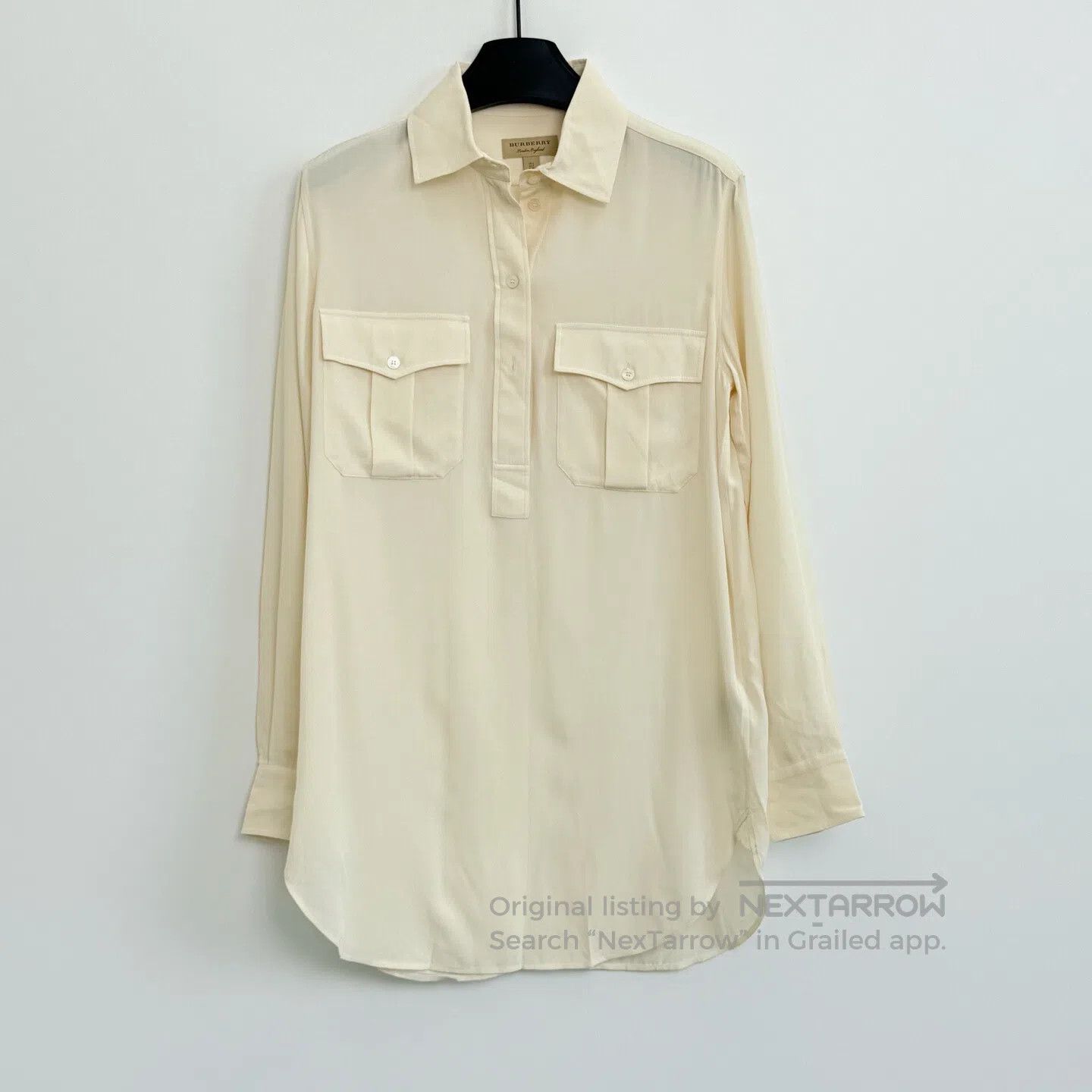 Burberry Burberry Ivory Open-Front Double-Pocket Shirt| Size XXS / US 00 / IT 34 - 1 Thumbnail
