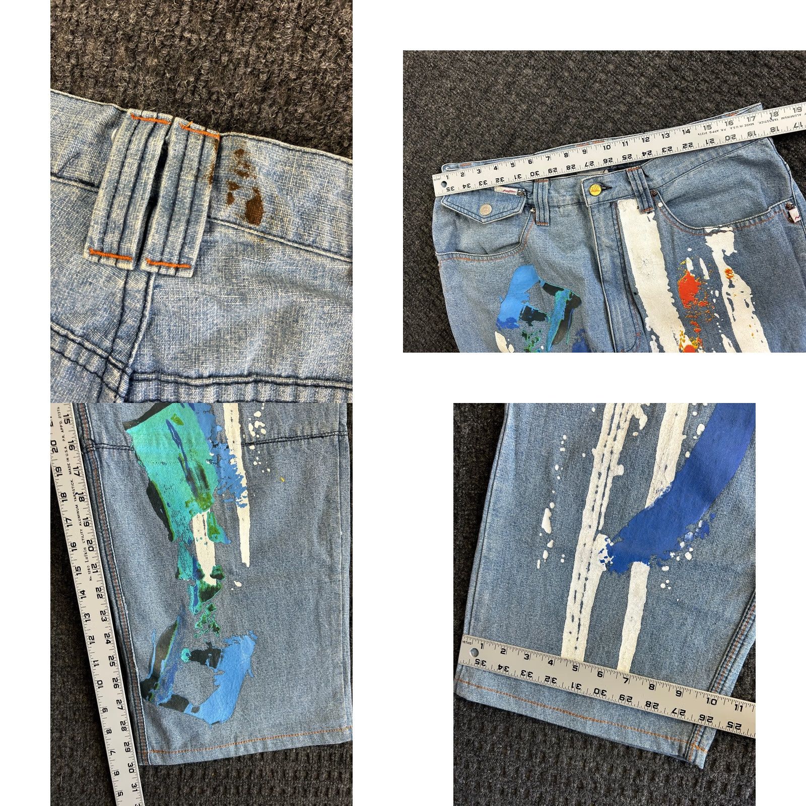 Denime VINTAGE Johnny Blaze Jeans 36 Paint Streaks Baggy Loose Hip Hop Denim Mens Size US 36 / EU 52 - 9 Thumbnail