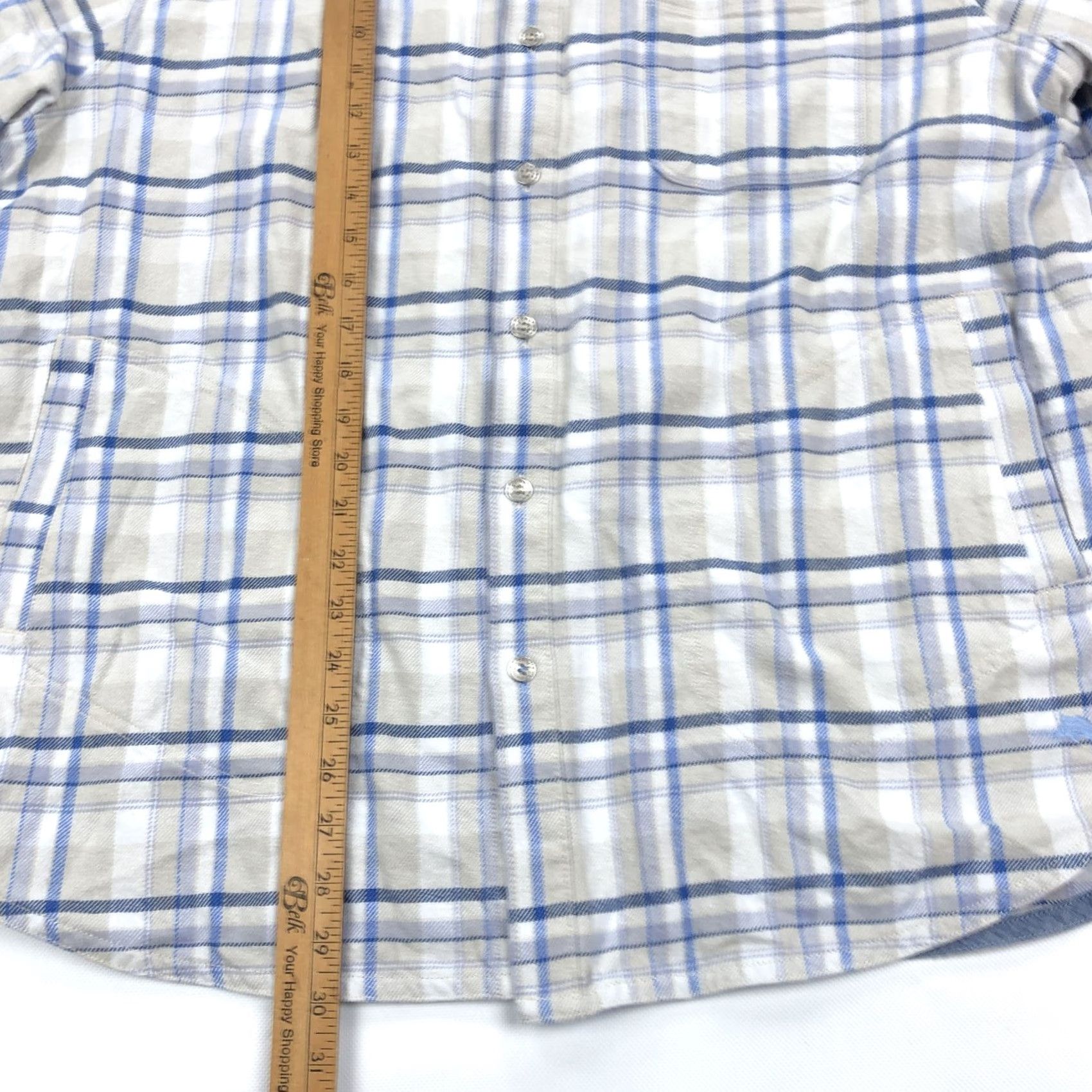 Tommy Bahama TOMMY BAHAMA Shirt Plaid Flannel XL Men Casual Button-Down Pockets Embroidered Logo Beige Blue White Cap Beige/Blue/White Size US XL / EU 56 / 4 - 6 Thumbnail