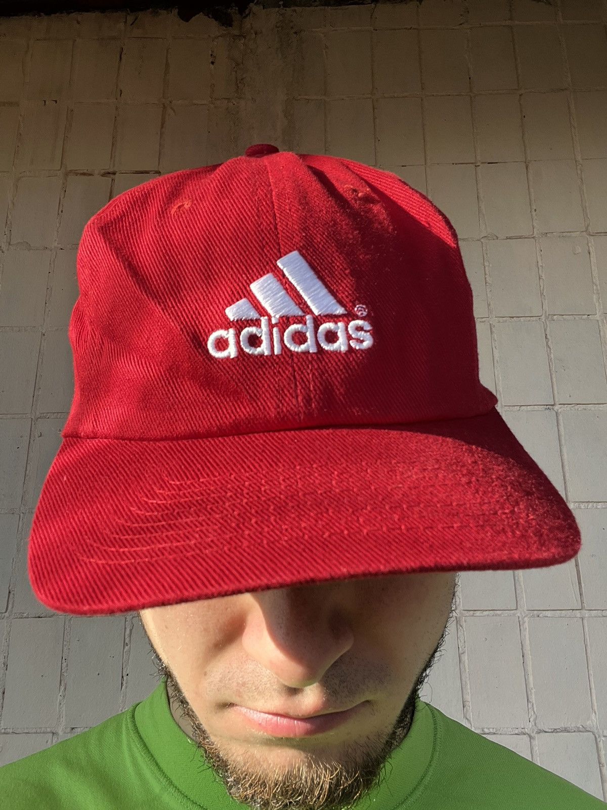 Adidas Vintage Red Hat Adidas Y2K Football Cap Size ONE SIZE - 17 Thumbnail