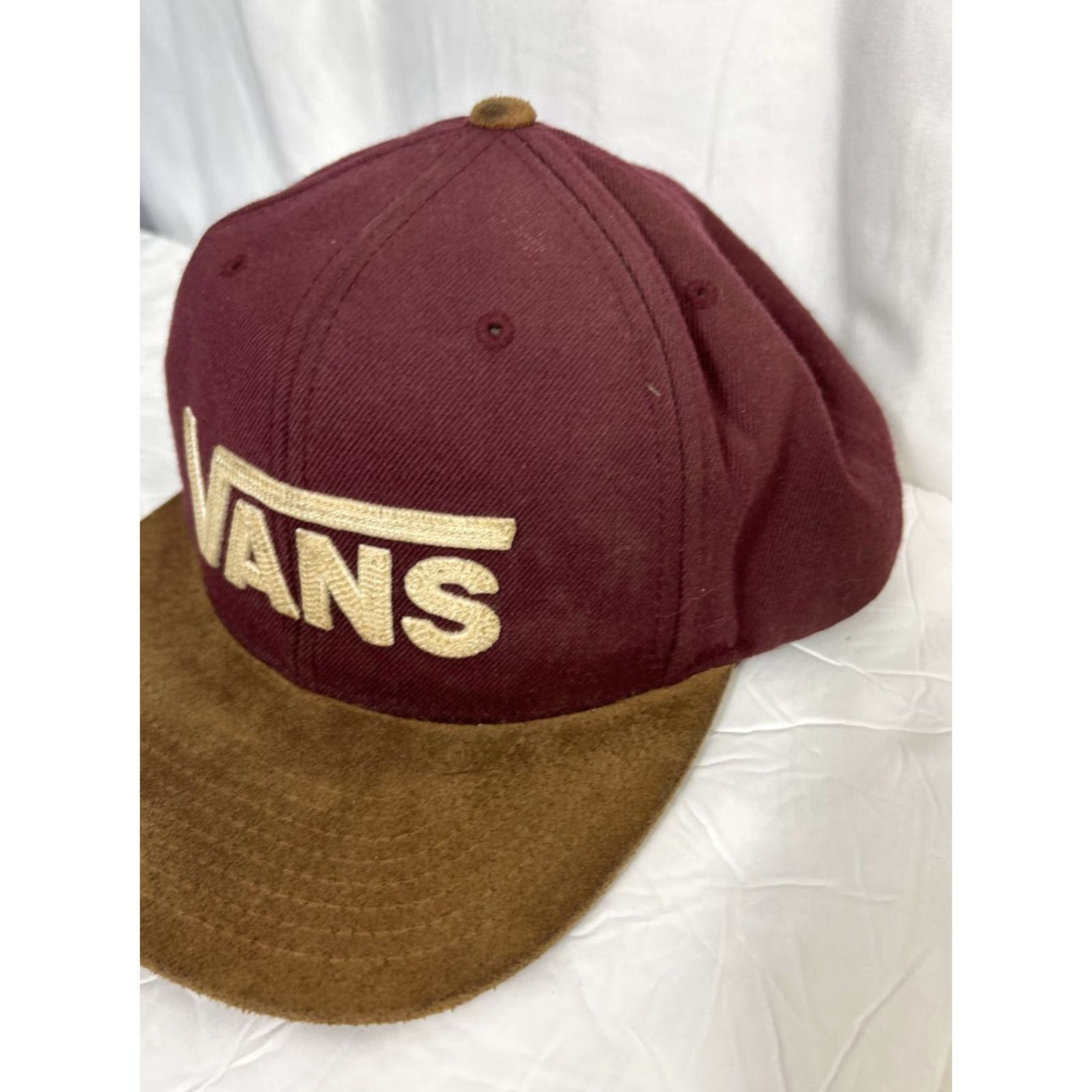 Vans VANS SnapBack Hat Unisex Adults One Size Maroon Brown Leather Bill Adjustable Red Size ONE SIZE - 2 Thumbnail