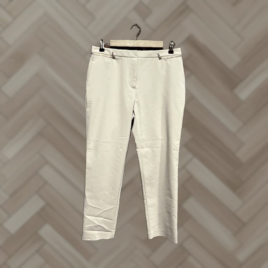 Calvin Klein Calvin Klein Womens Ivory Leather Pants NWT Size 8 Straight Leg Dress Pants Ivory White Women's Pants Regular 8 NWT Size 30" / US 8 / IT 44 - 1 Thumbnail