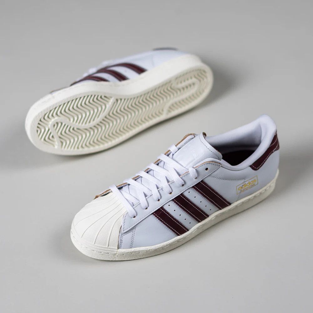 Adidas o1mle0426 Unisex Superstar 80 Low-Top Sneakers in White/Red Size US 6.5 / EU 39-40 - 2 Thumbnail