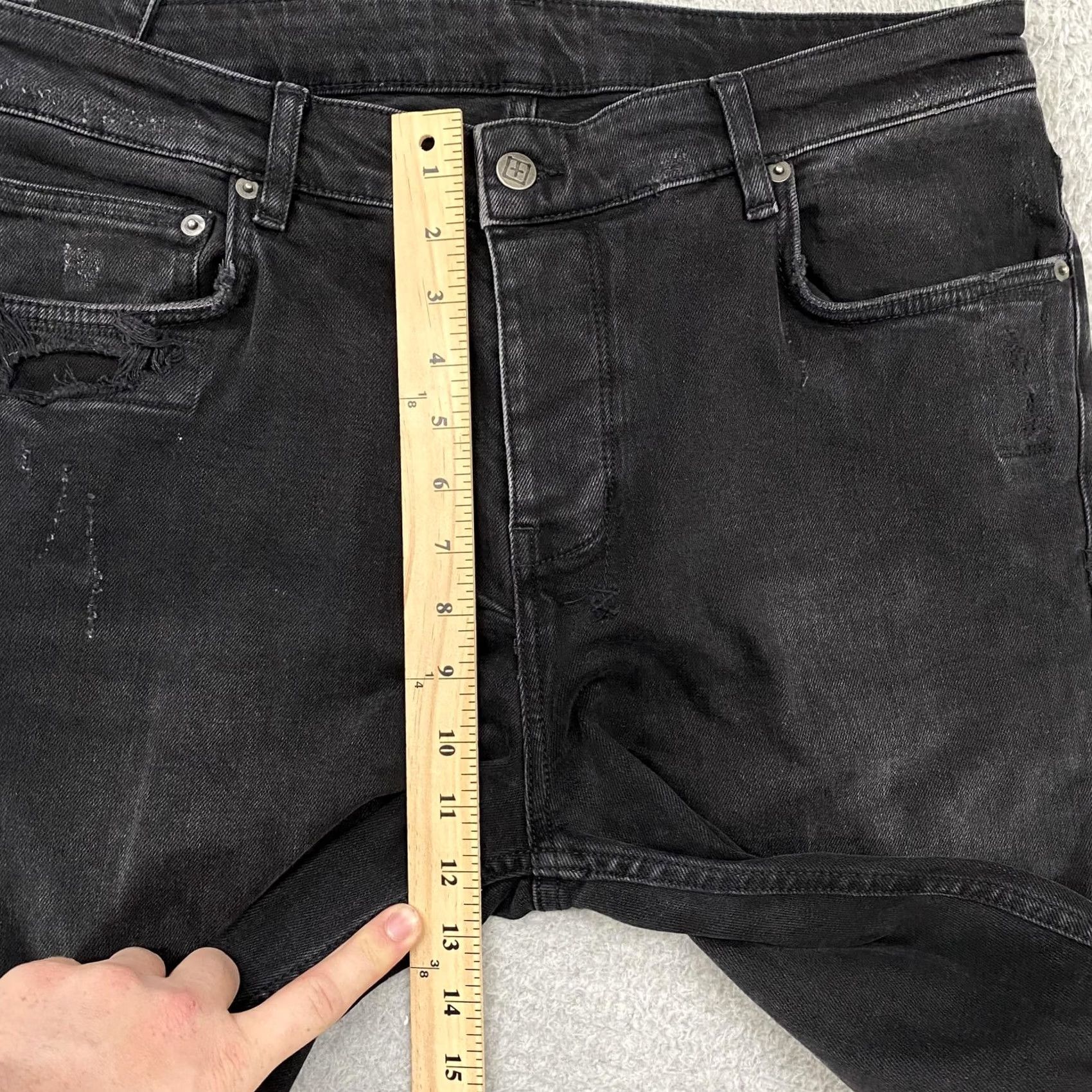 Ksubi Ksubi Jeans Mens 36 Black Distressed Skinny Straight Stretch Denim Button Fly Jeans Size US 36 / EU 52 - 6 Thumbnail