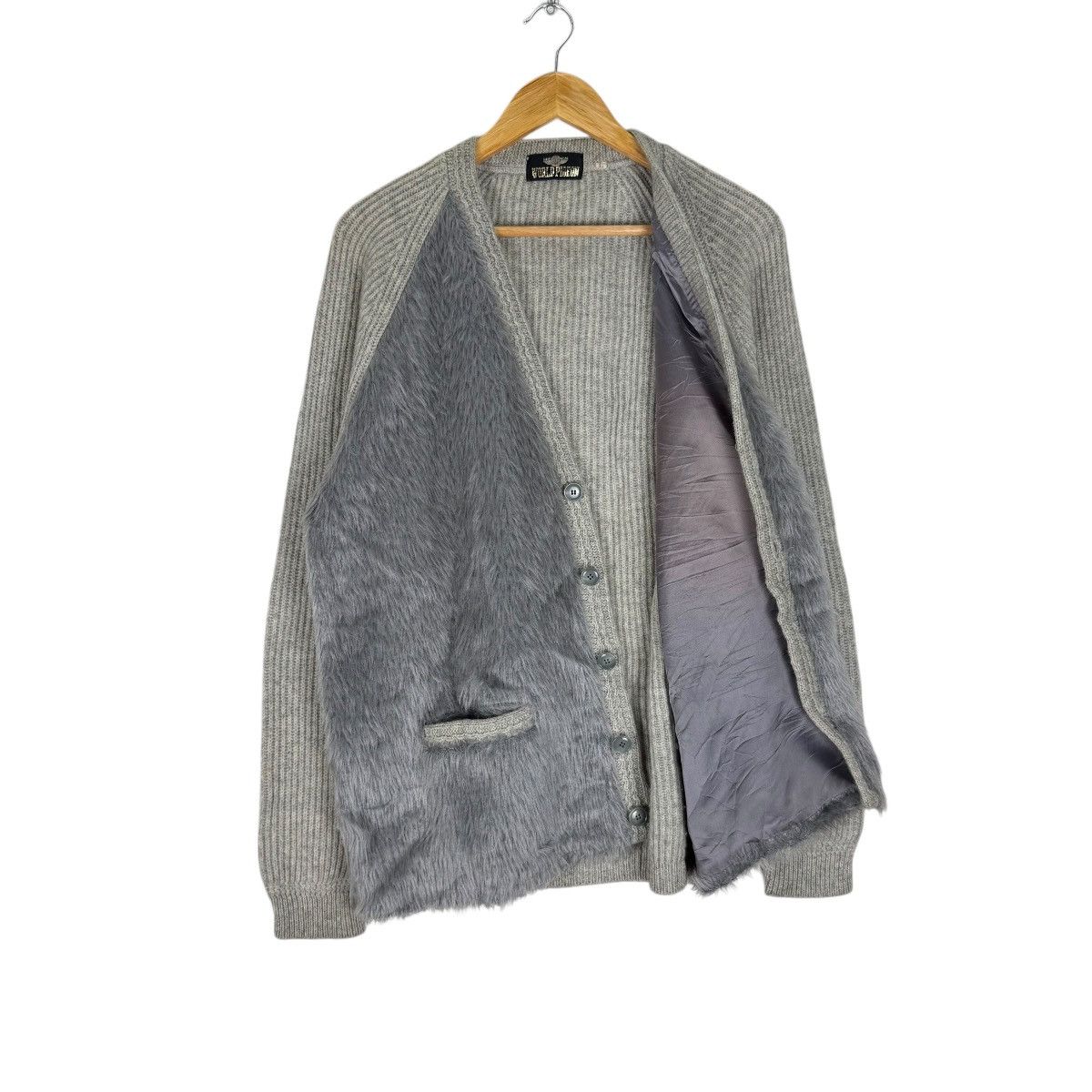 Vintage 🌟60s WORLD PIGEON MOHAIR GRIZLY CARDIGAN JACKET Size US L / EU 52-54 / 3 - 7 Thumbnail
